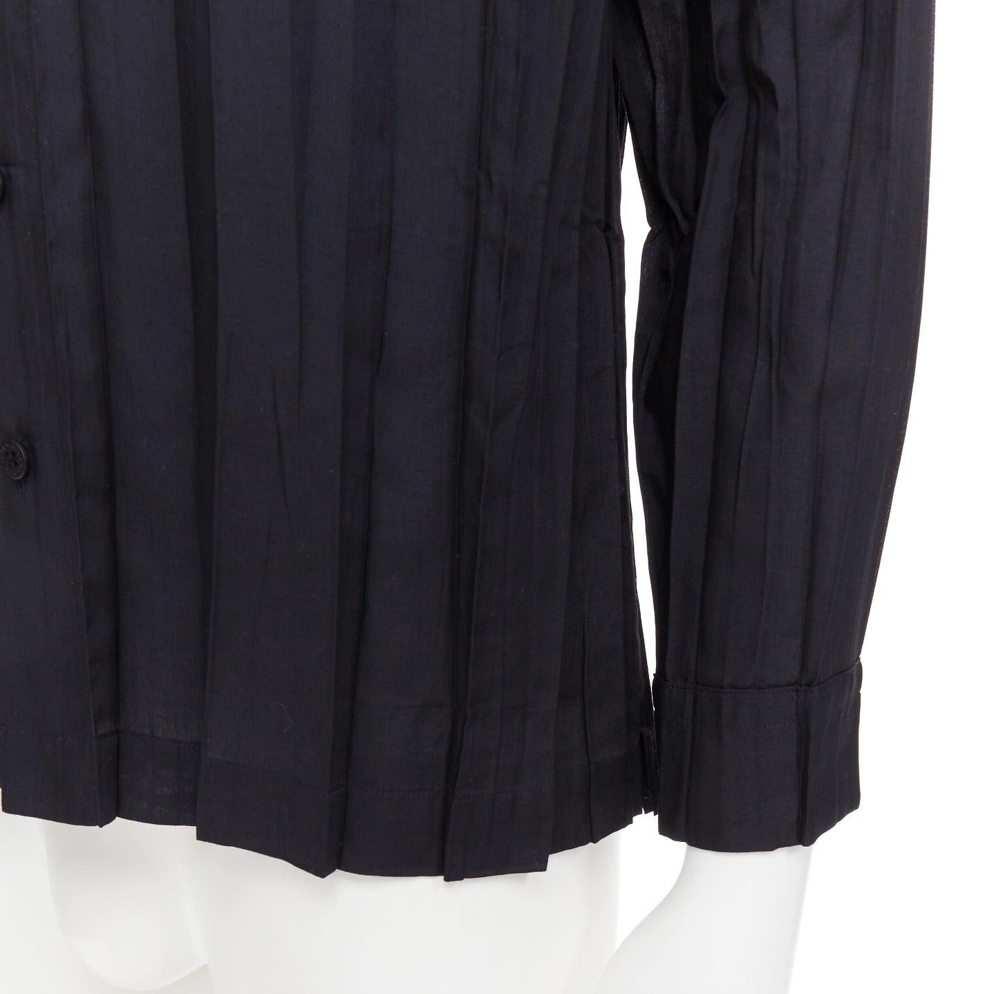 Issey Miyake Uomo nero accordian plisse plissé  camicia button down Sz1 S in vendita 3