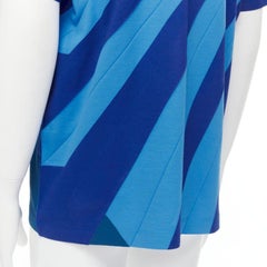 ISSEY MIYAKE MEN blue bonded pleat graphic print tshirt M