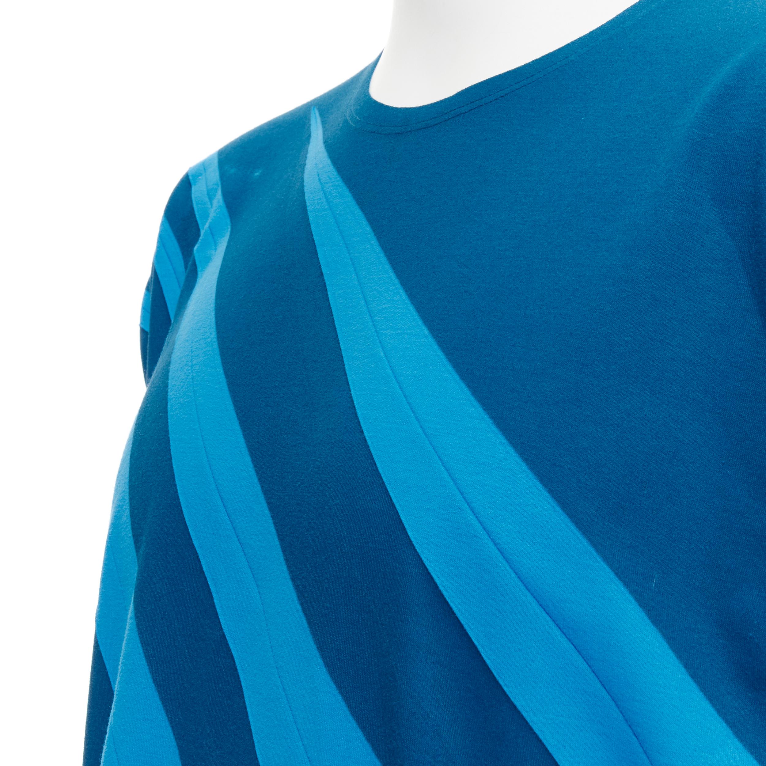 ISSEY MIYAKE MEN blue bonded pleat graphic print tshirt M For Sale 2