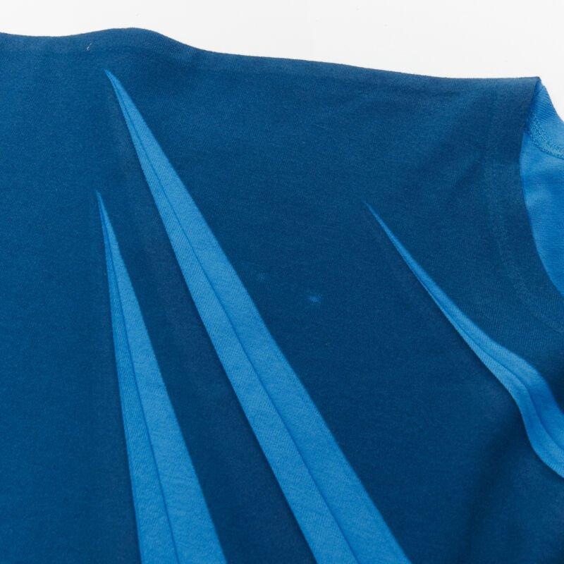 ISSEY MIYAKE MEN blue bonded pleat graphic print tshirt M For Sale 4
