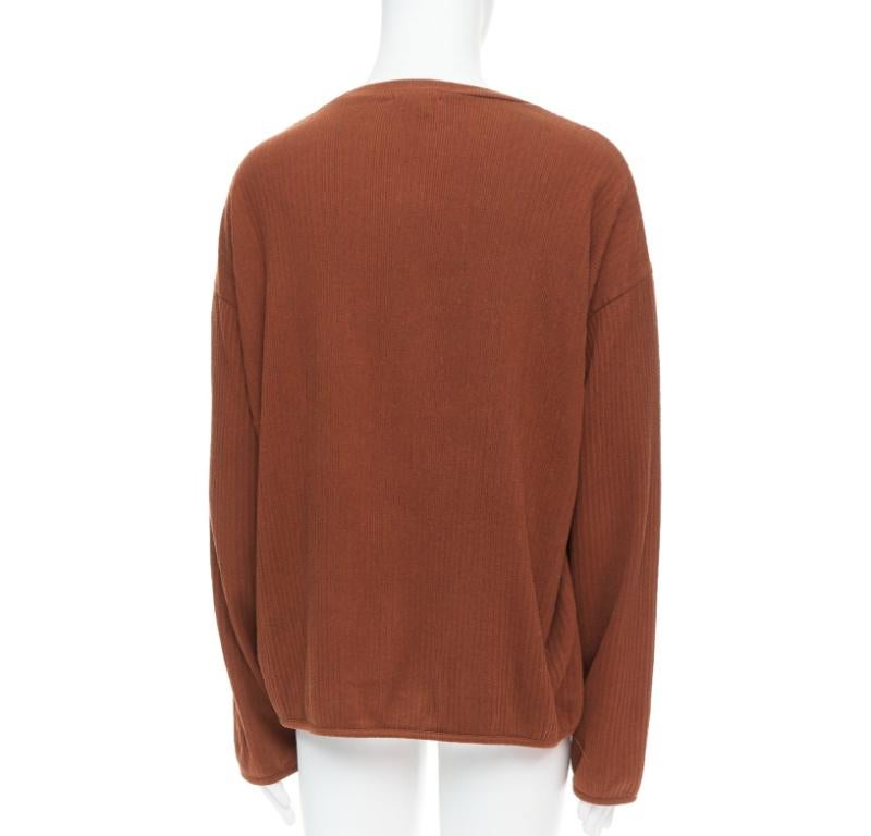 Uomo ISSEY MIYAKE UOMO maglione a maniche lunghe a coste in misto cotone marrone M. in vendita