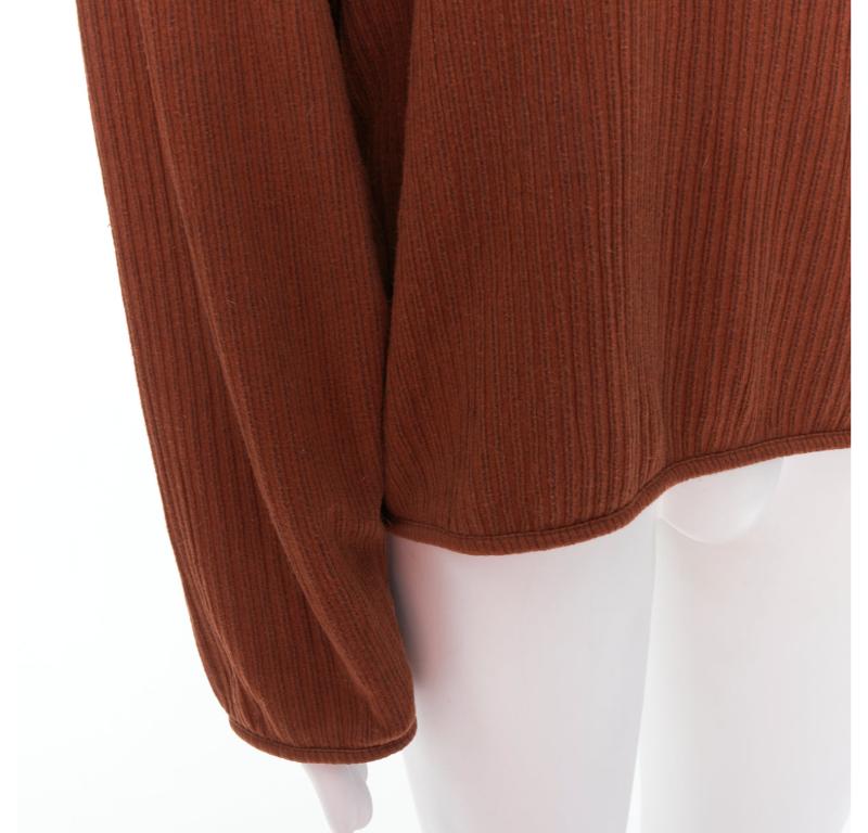 ISSEY MIYAKE UOMO maglione a maniche lunghe a coste in misto cotone marrone M. in vendita 2