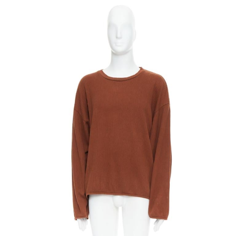 ISSEY MIYAKE UOMO maglione a maniche lunghe a coste in misto cotone marrone M. in vendita 4