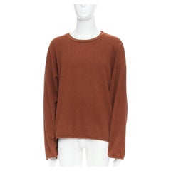 ISSEY MIYAKE MEN Brauner langärmeliger Pullover aus Baumwollmischung mit Rippstrick M
