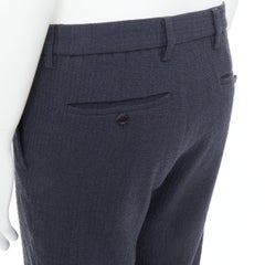 ISSEY MIYAKE MEN grey 100% wool textured cropped pants JP1 S