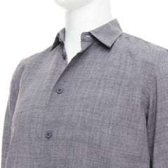 ISSEY MIYAKE MEN grey polyester ramie crinkled shirt top JP1 S