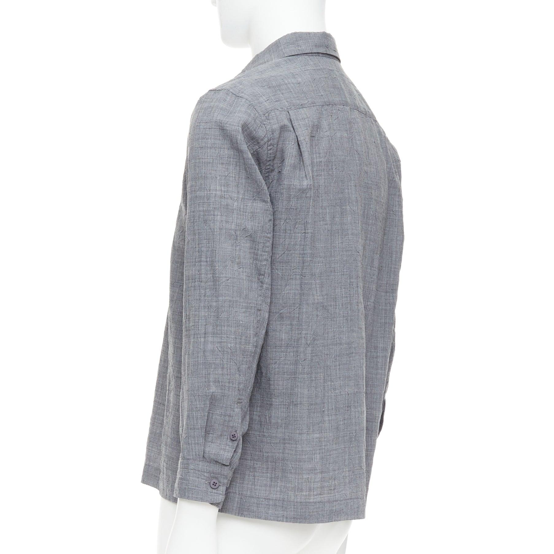 Issey Miyake Uomo grigio poliestere ramiè increspato camicia top JP1 S in vendita 2