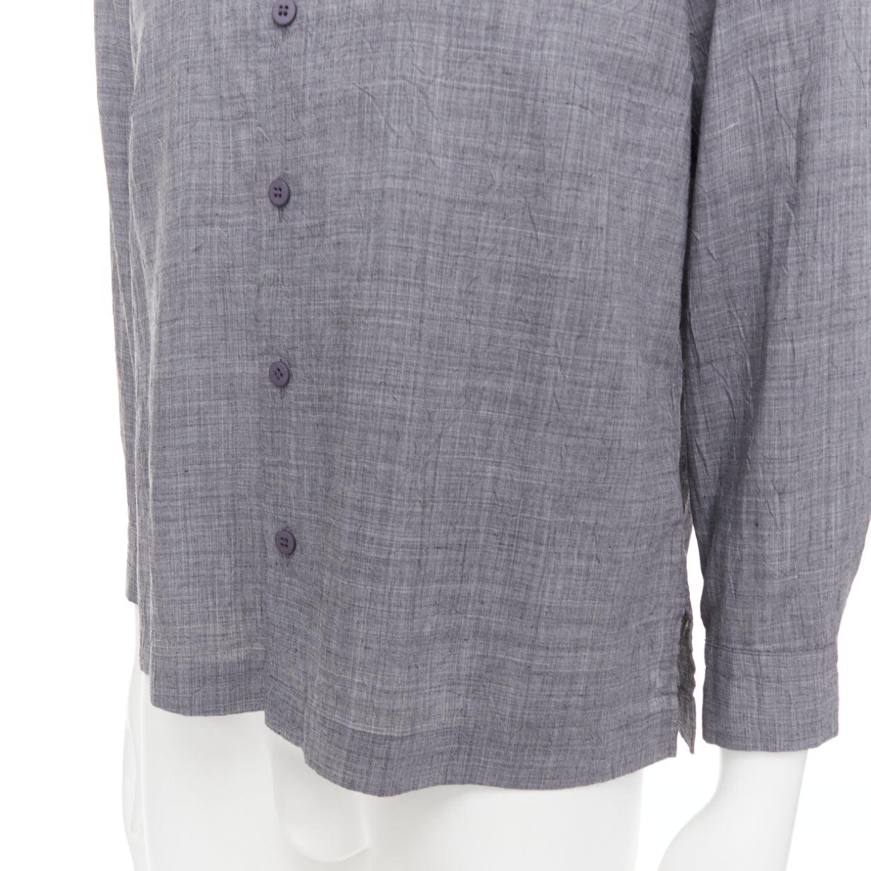 Issey Miyake Uomo grigio poliestere ramiè increspato camicia top JP1 S in vendita 3