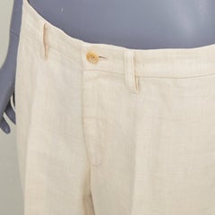 ISSEY MIYAKE MEN ramie hemp blend front crease tapered cropped pants JP1 S