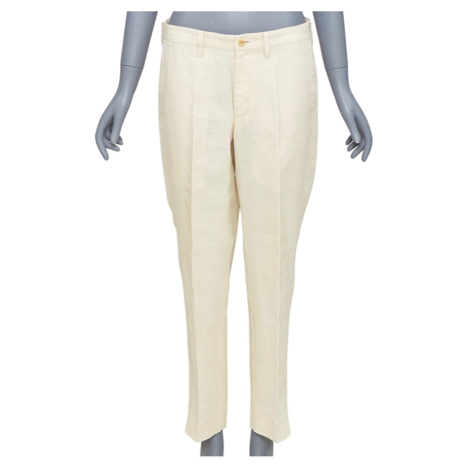 ISSEY MIYAKE MEN ramie hemp blend front crease tapered cropped pants JP1 S