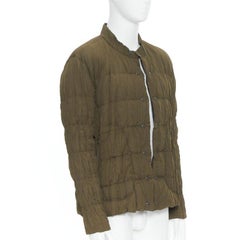 ISSEY MIYAKE MEN Reversible green black pleated crinkled padded zip up jacket L