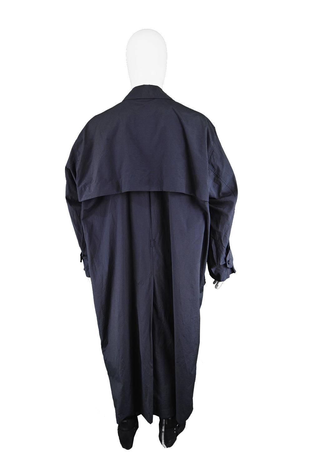 Men's Issey Miyake Men Vintage Dark Navy Blue Maxi Trench Wind Coat,  1980s  For Sale