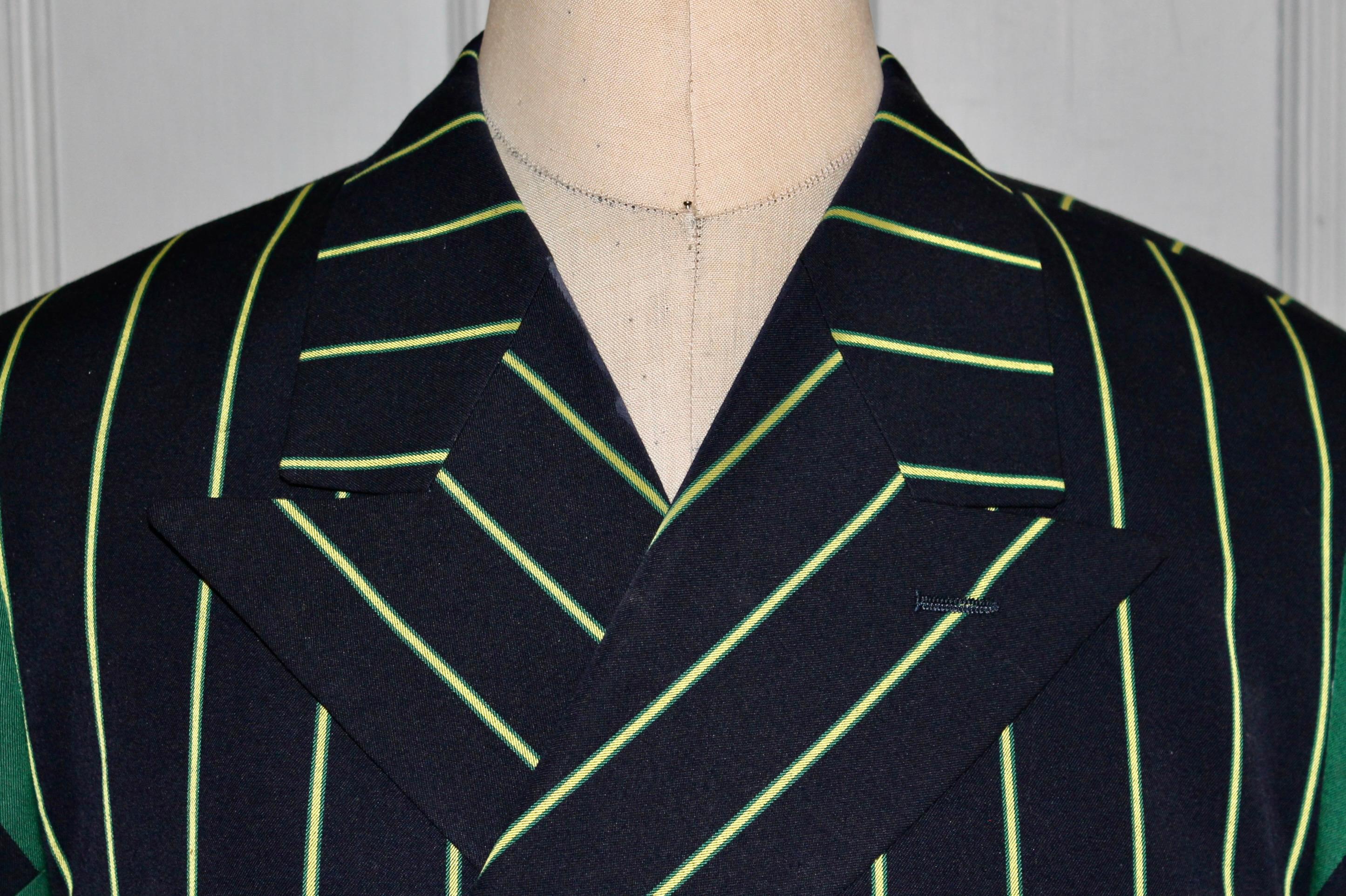 A classy and radical black yellow and green jacket.