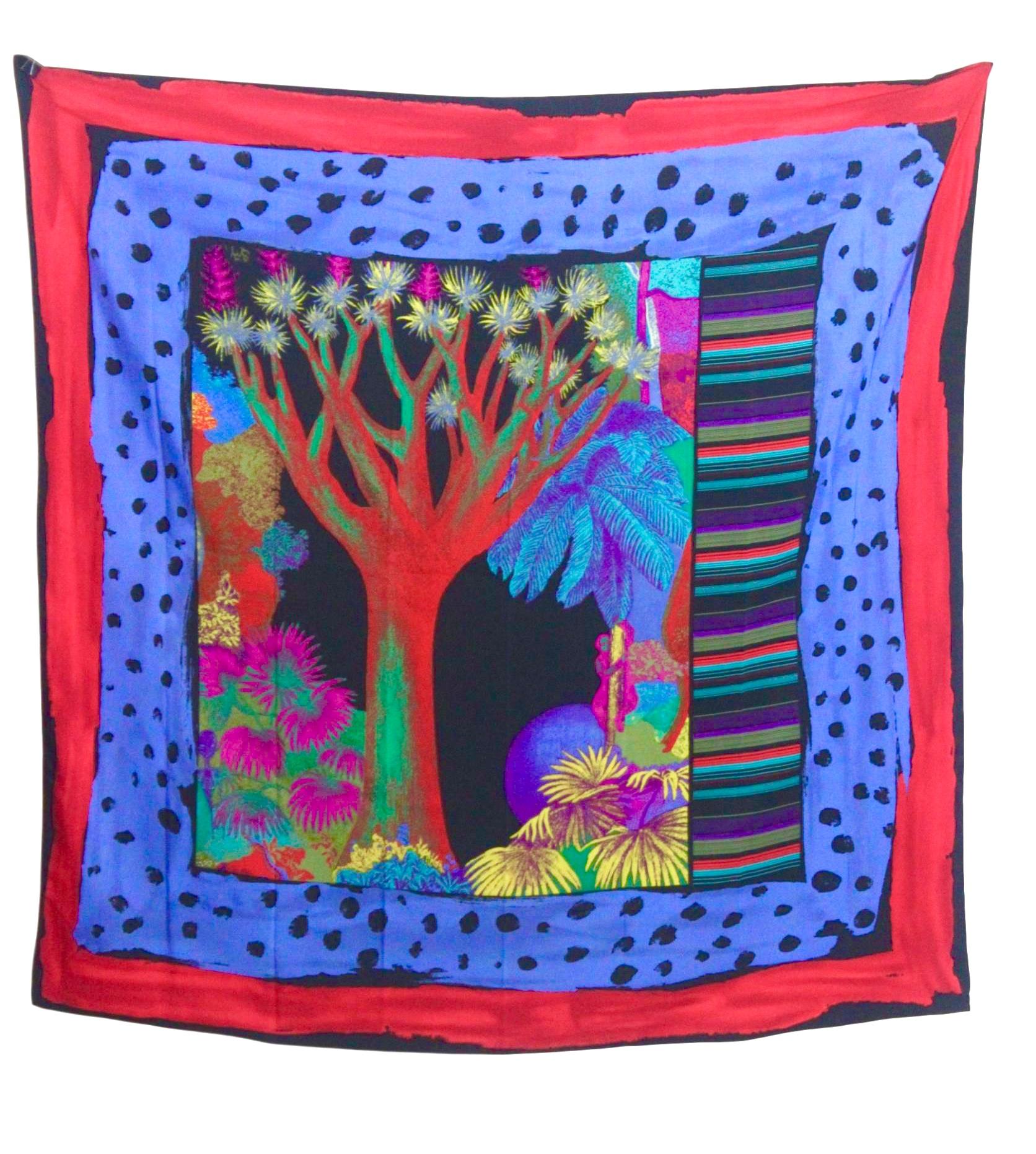 Purple Issey Miyake Metropolitan MoMA Tadanori Yokoo Silk Scarf