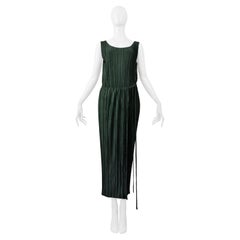 Issey Miyake Robe plissée avec jupe enveloppante vert mousse Ss 1999