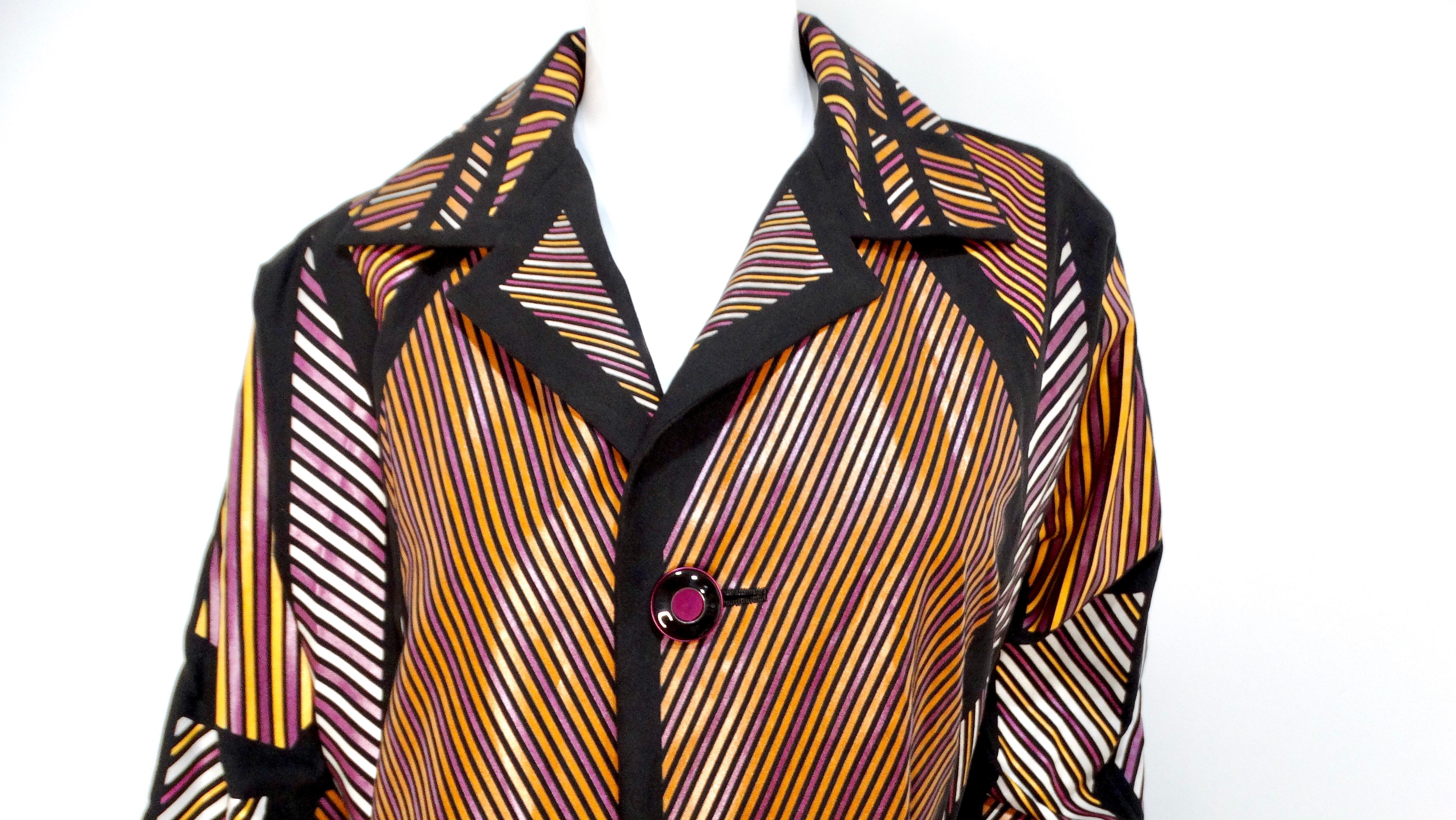 Issey Miyake - Cappotto da auto a righe multicolore In condizioni buone in vendita a Scottsdale, AZ