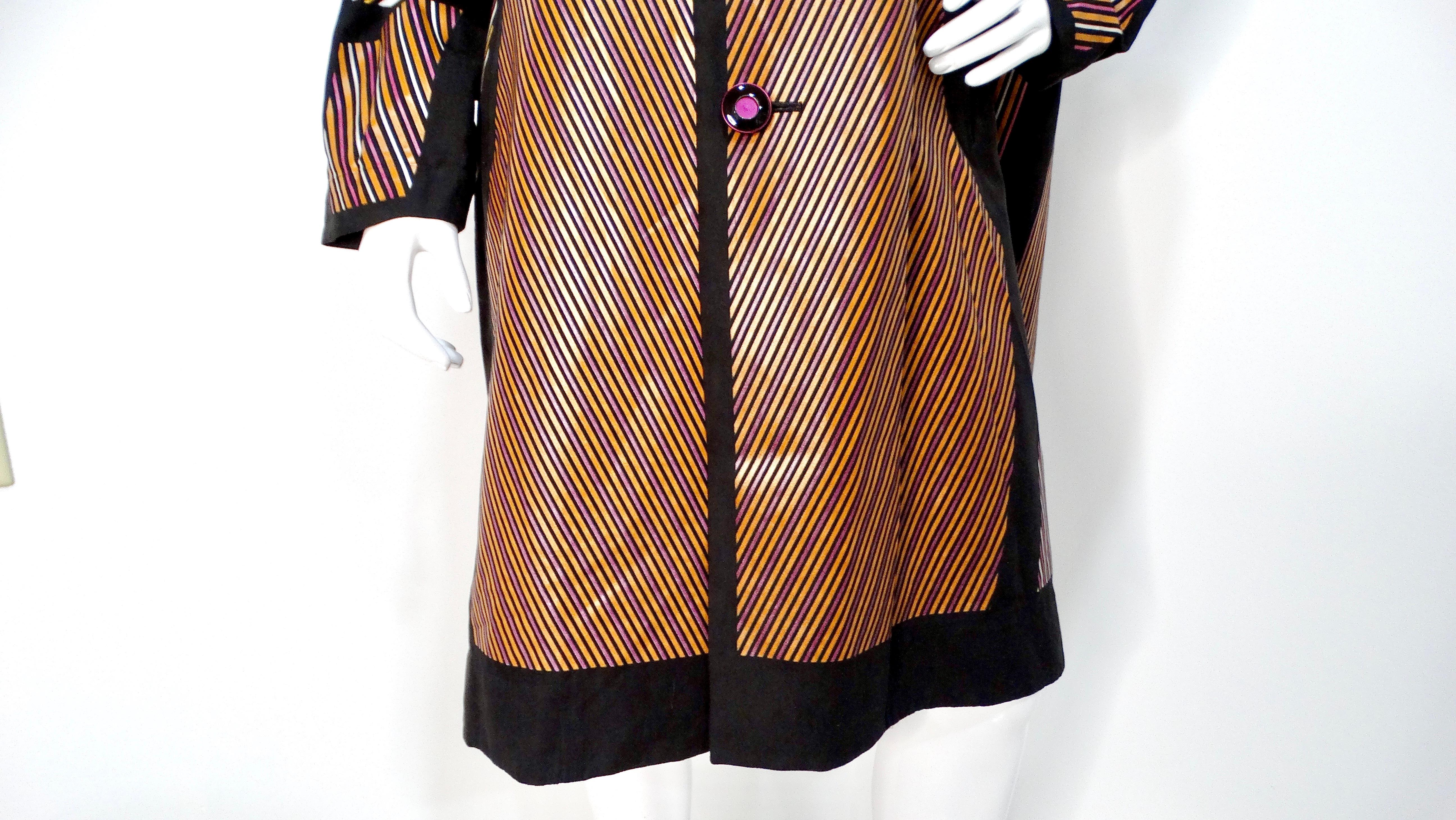 Issey Miyake - Cappotto da auto a righe multicolore in vendita 1