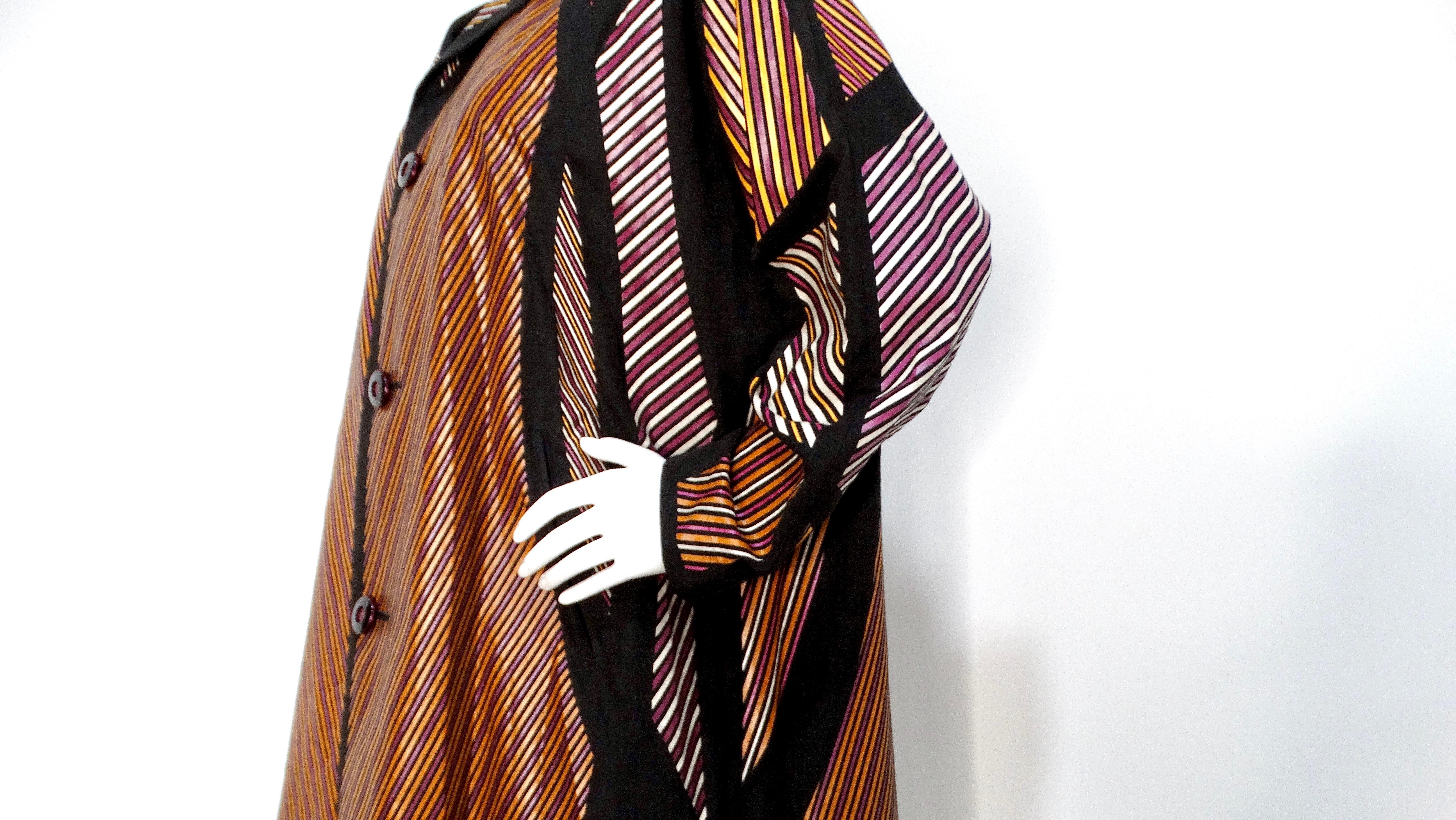 Issey Miyake - Cappotto da auto a righe multicolore in vendita 3