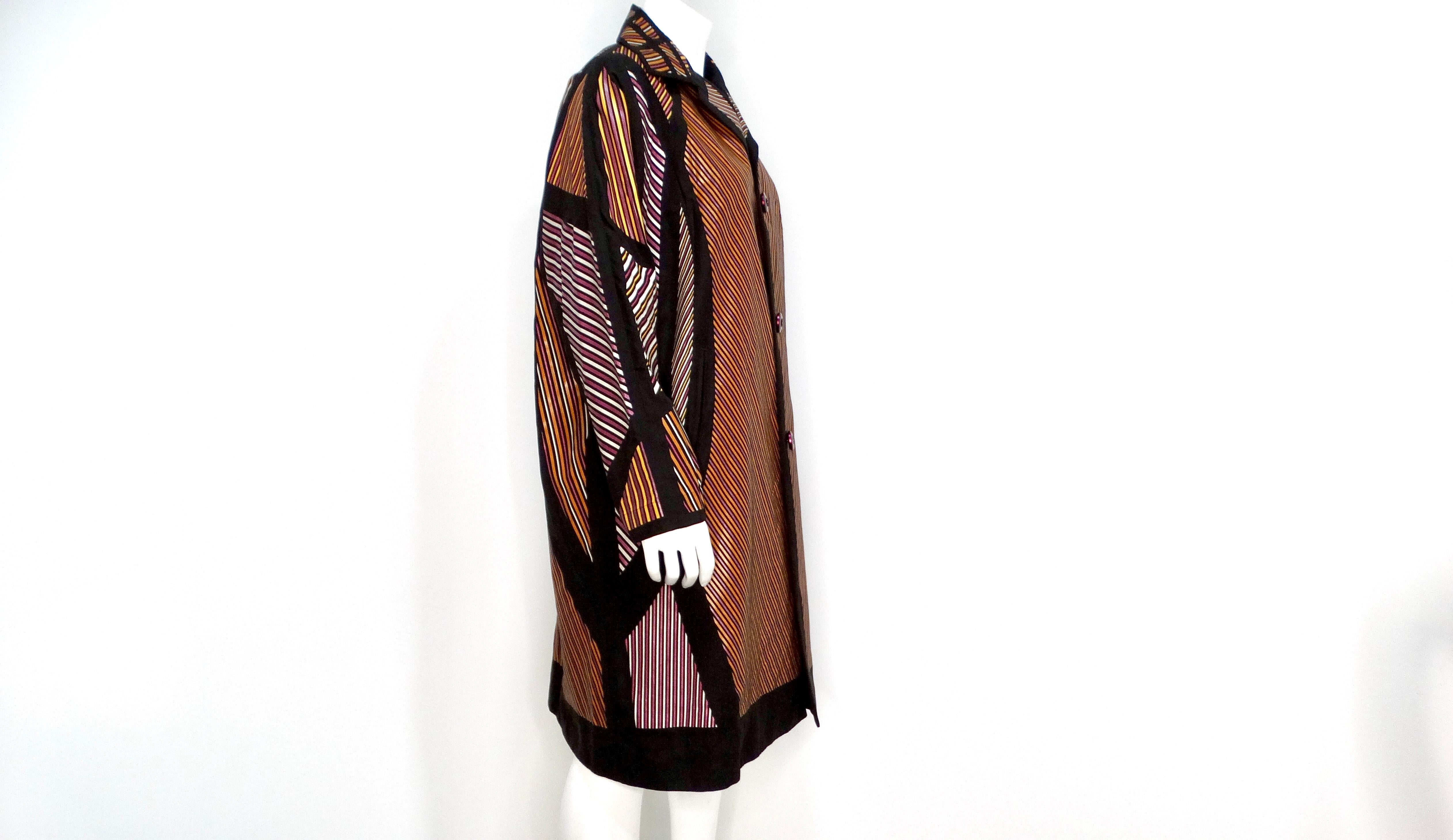 Issey Miyake - Cappotto da auto a righe multicolore in vendita 4