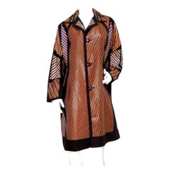 Used Issey Miyake Multi-Color Striped Car Coat