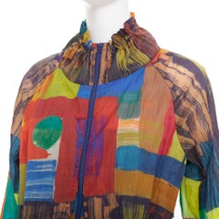 ISSEY MIYAKE multicolor rainbow geometric printed pleated coat dress JP2 M