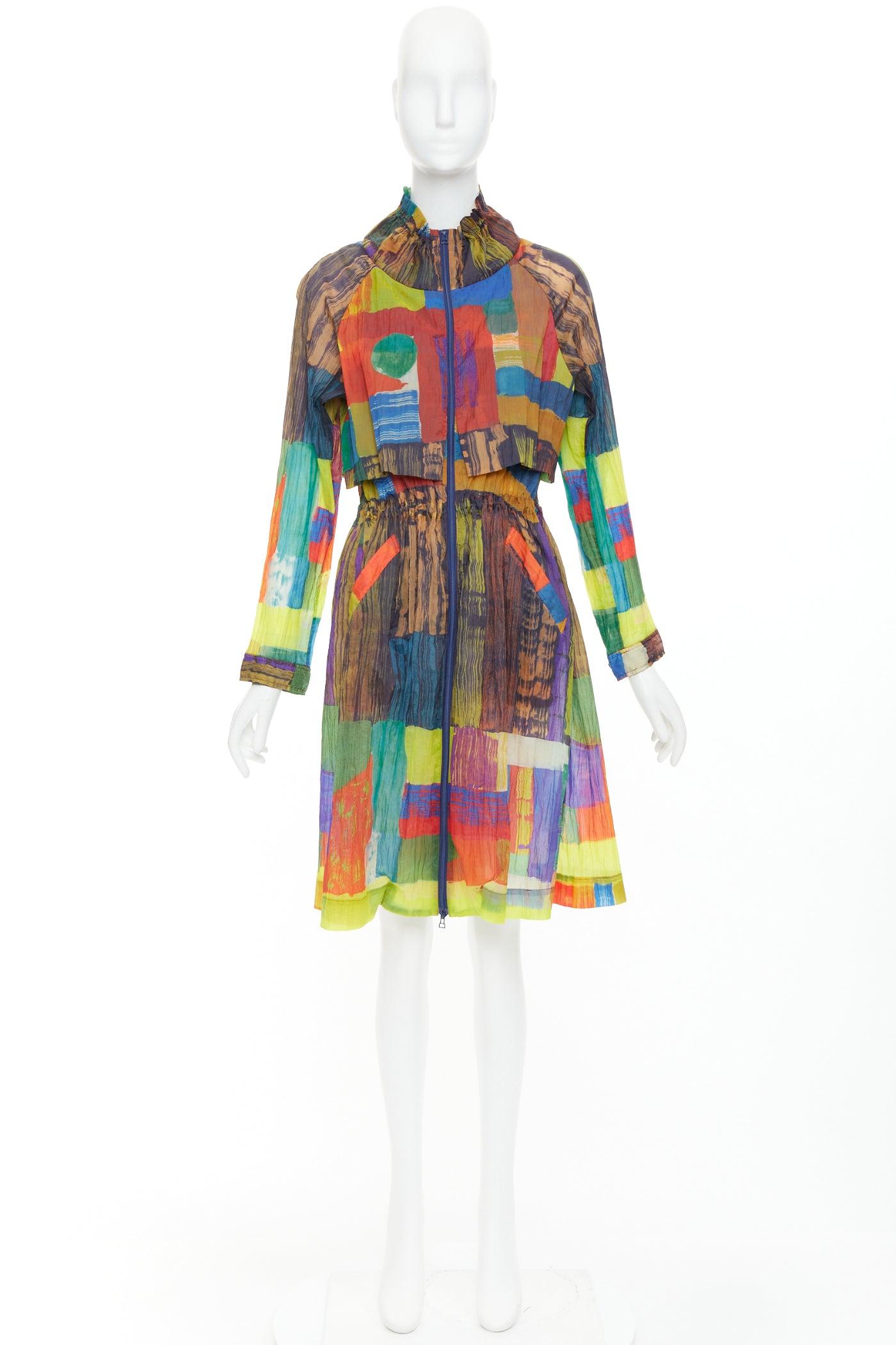 ISSEY MIYAKE mehrfarbiger Regenbogen geometrisch bedrucktes Plisseekleid JP2 M im Angebot 4