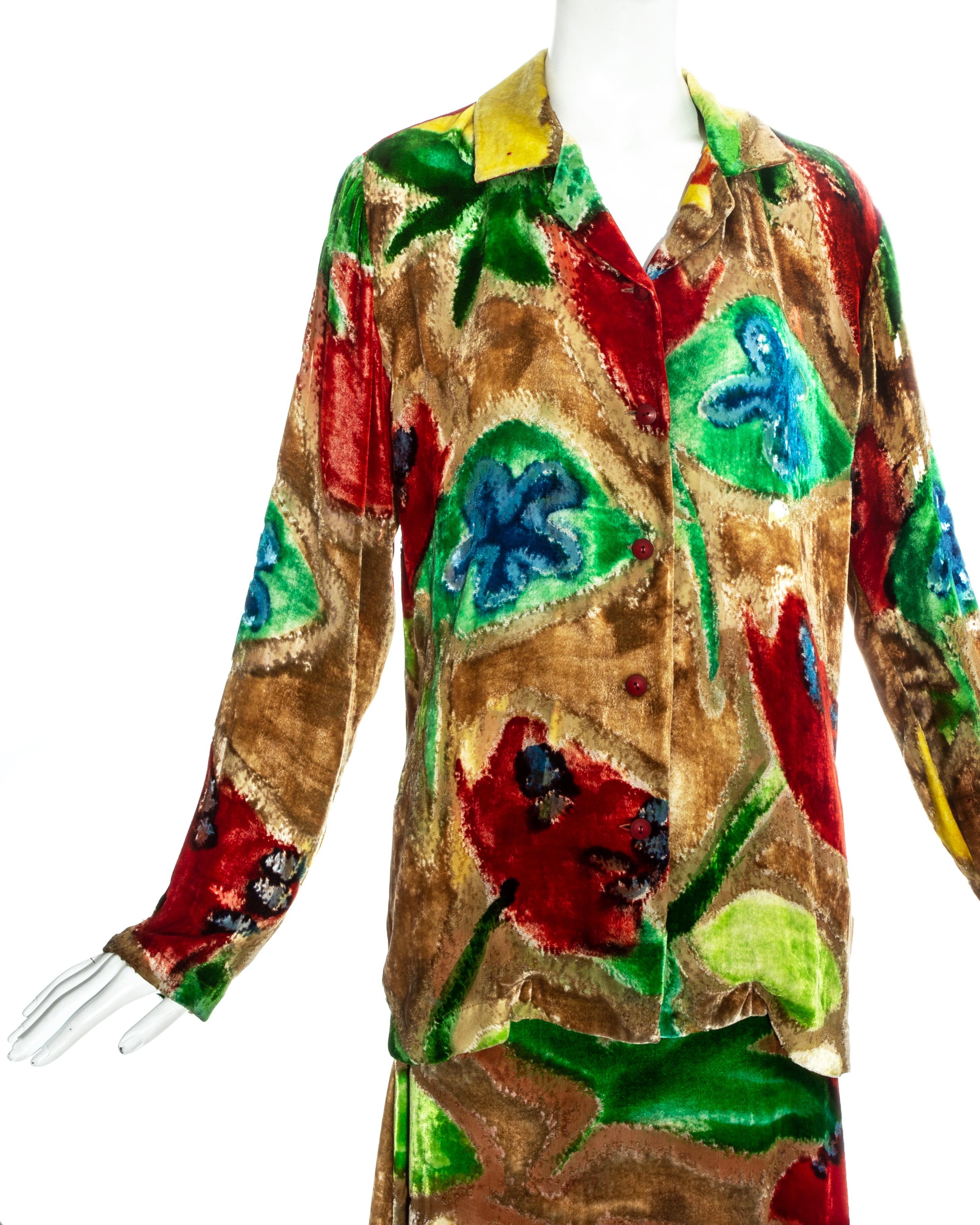 Traje Issey Miyake devoré multicolor y falda de seda, fw 1996 en Excelente estado para la venta en London, GB