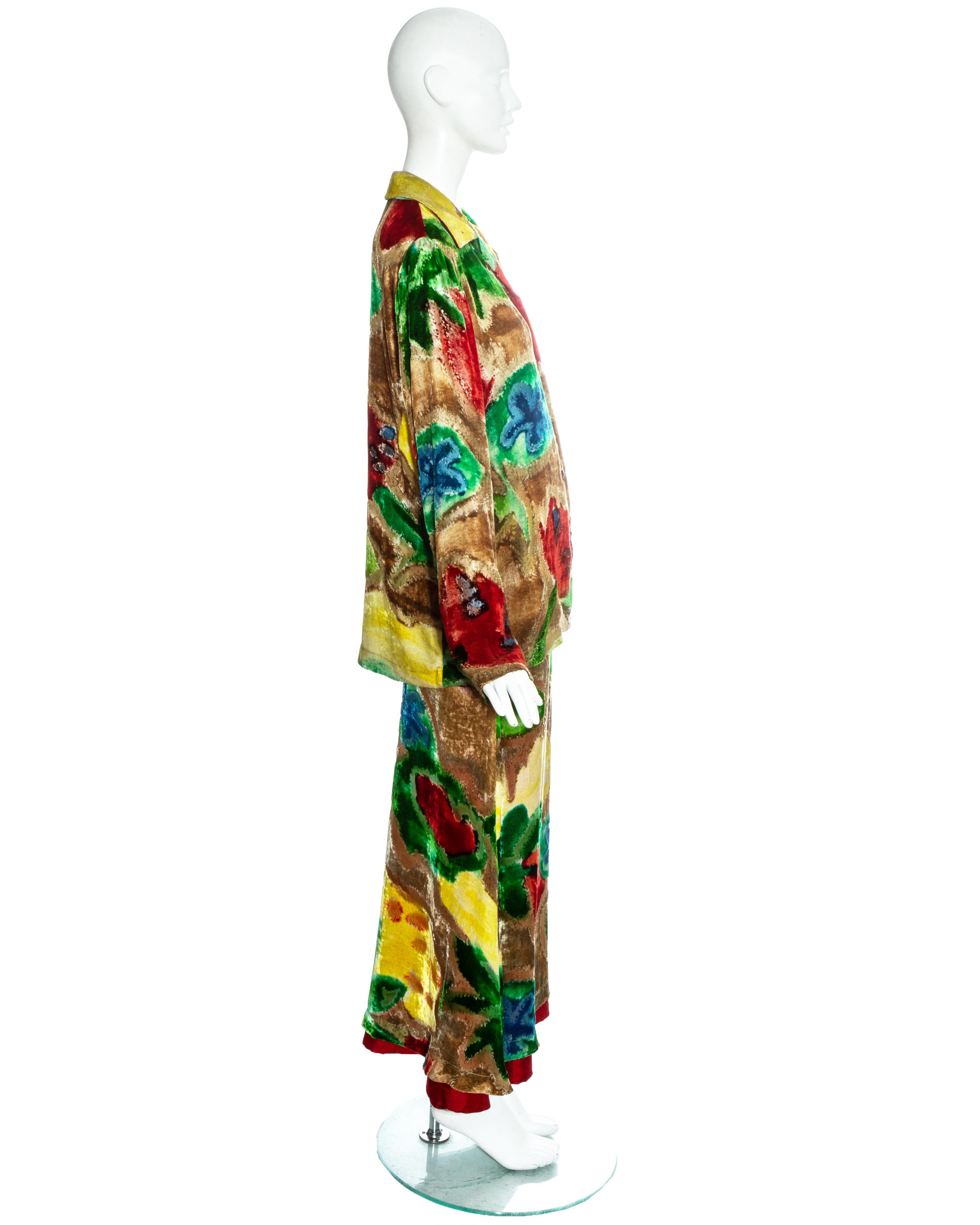 Issey Miyake Mehrfarbiger Anzug aus Devoré und Seide, 1996 Damen im Angebot
