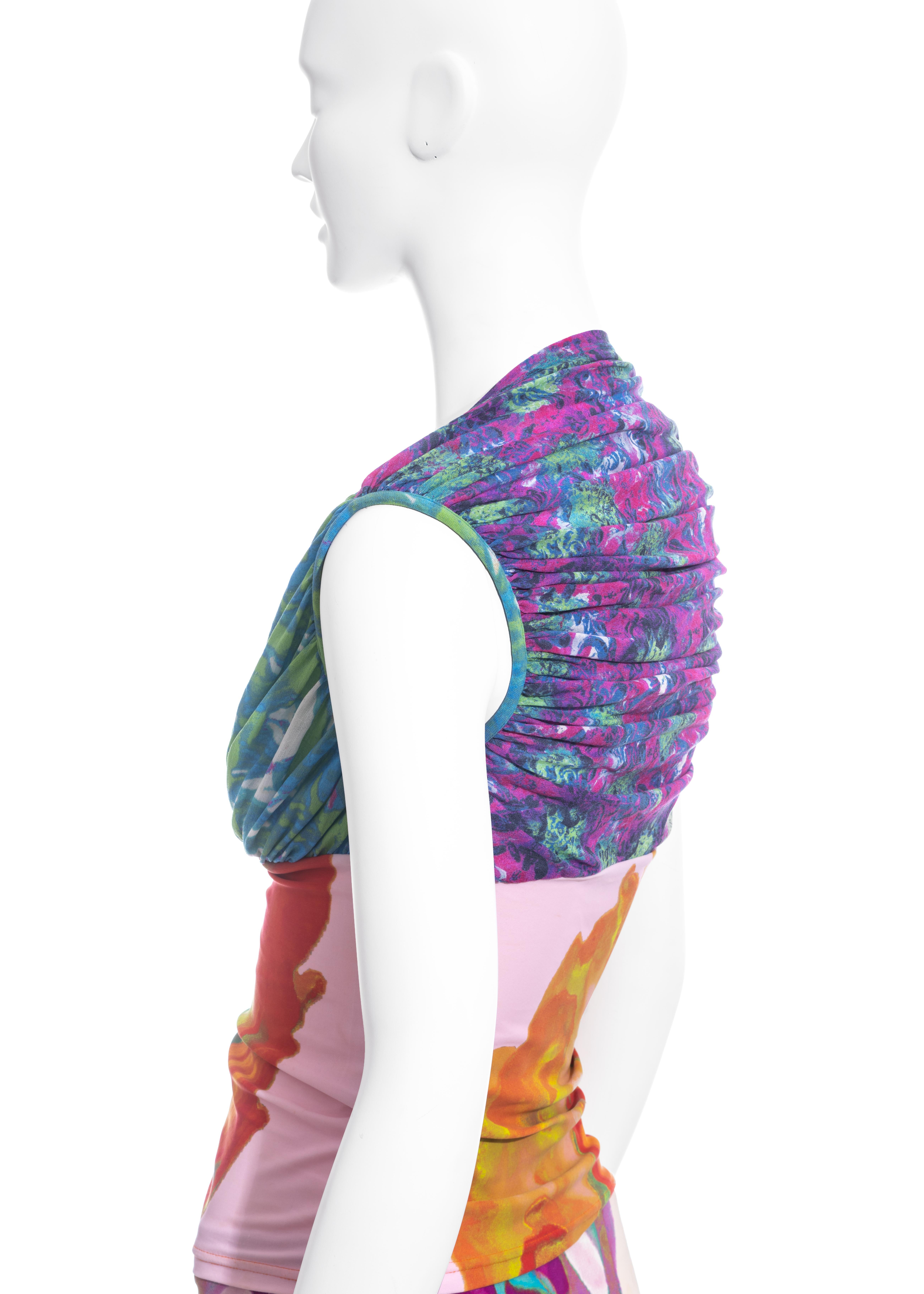 Issey Miyake multicoloured mesh and lycra skirt and top set, ss 2002 For Sale 3
