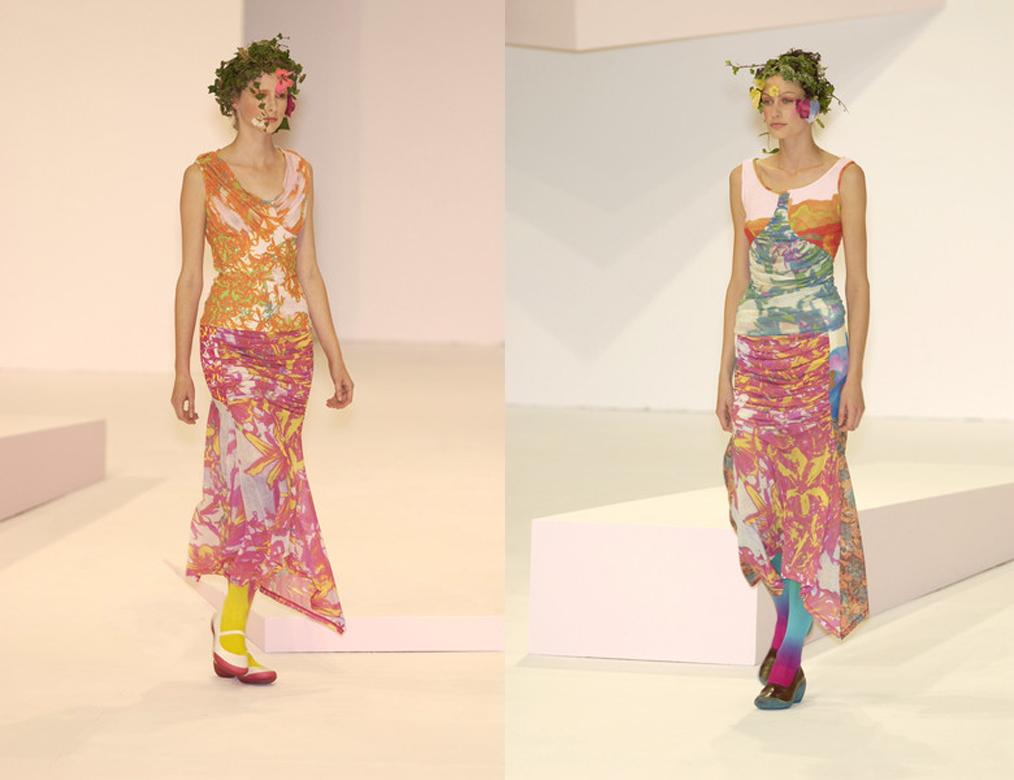 Issey Miyake - Ensemble jupe et haut en maille et lycra multicolore, printemps-été 2002 Pour femmes en vente