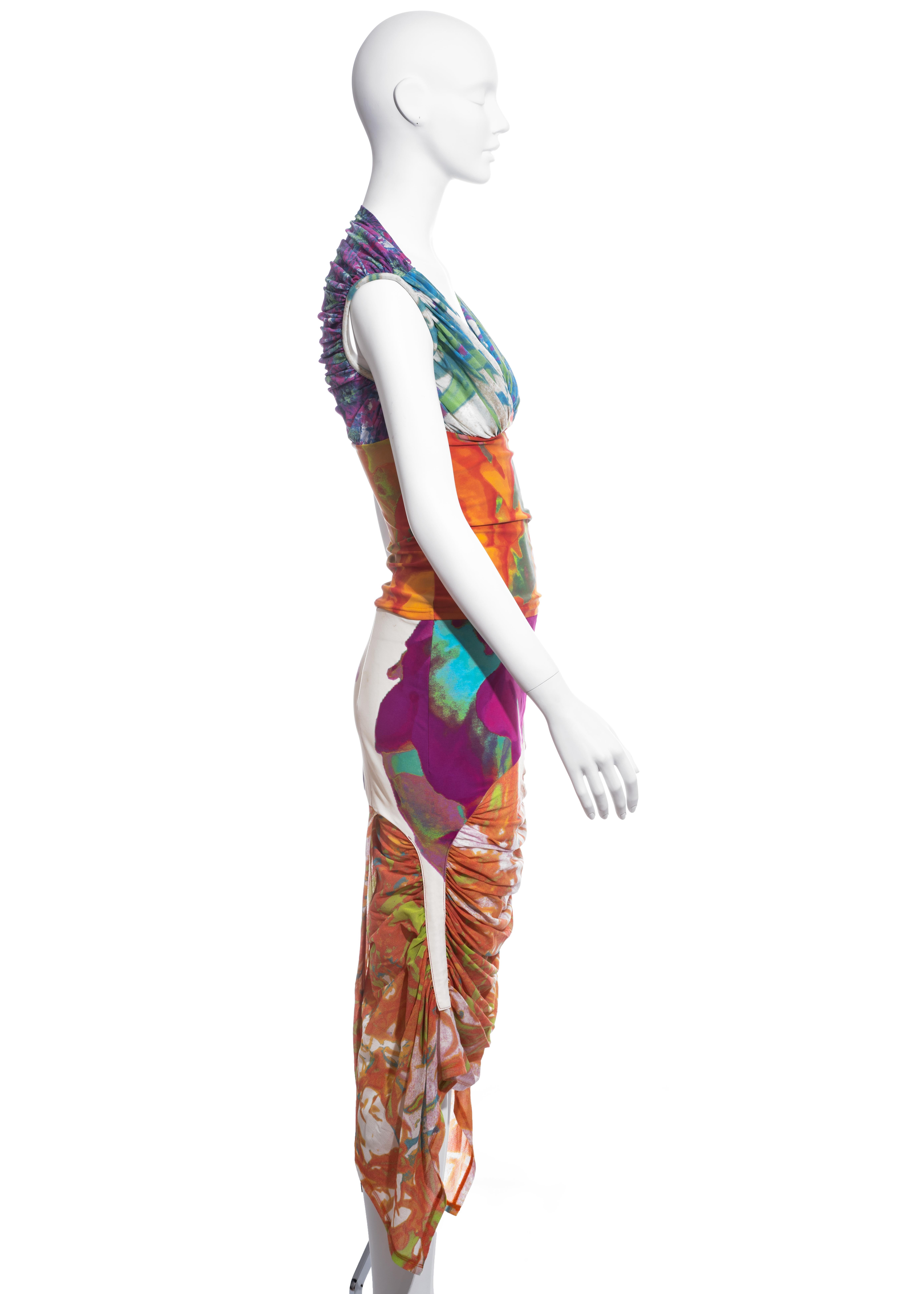 Issey Miyake multicoloured mesh and lycra skirt and top set, ss 2002 In Excellent Condition For Sale In London, GB
