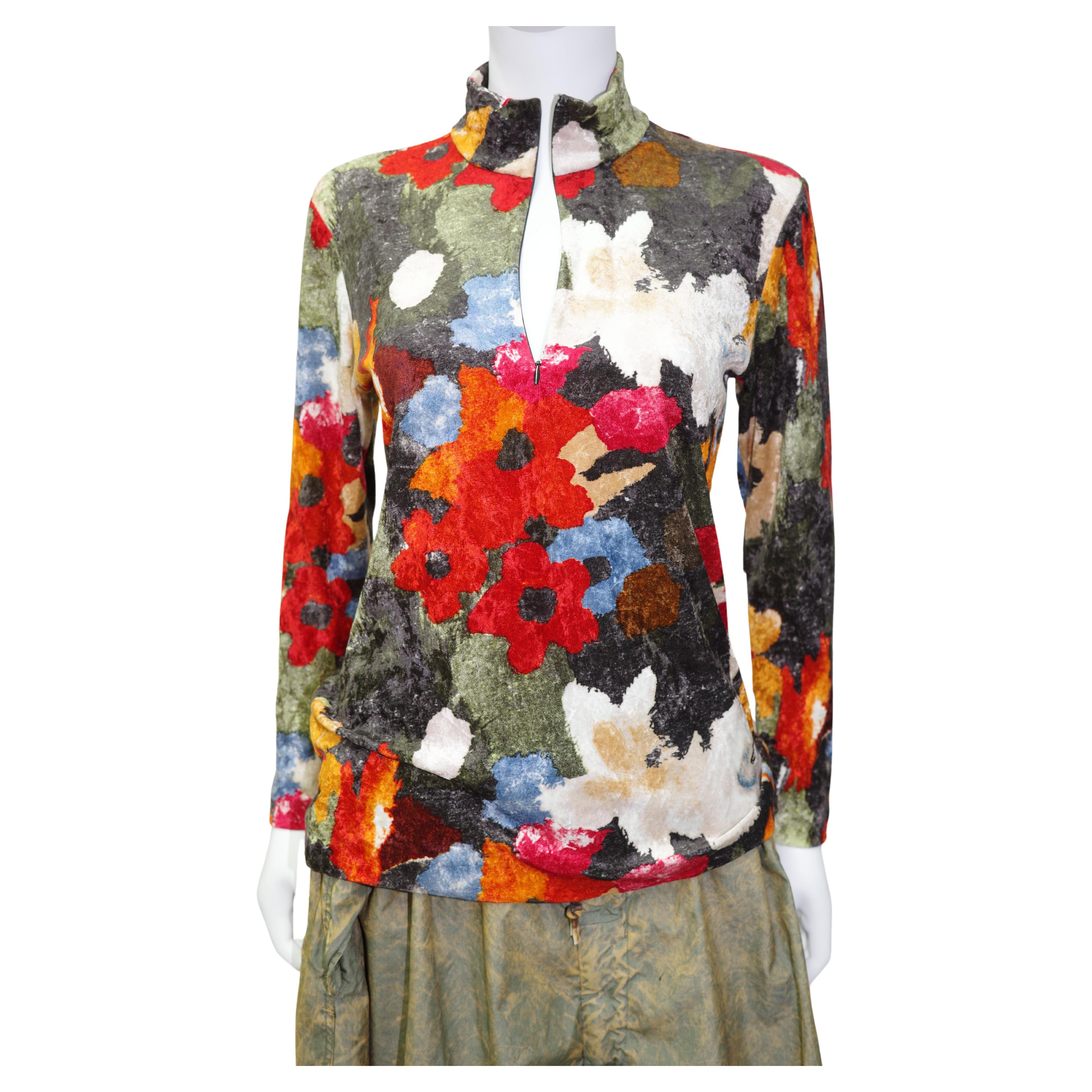 Camiseta con cremallera de terciopelo multicolor Issey Miyake,  1996AW en venta