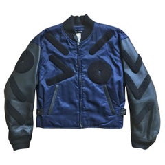 Issey Miyake Navy Black Bomber Jacket With Patch-appliqué SS 1994