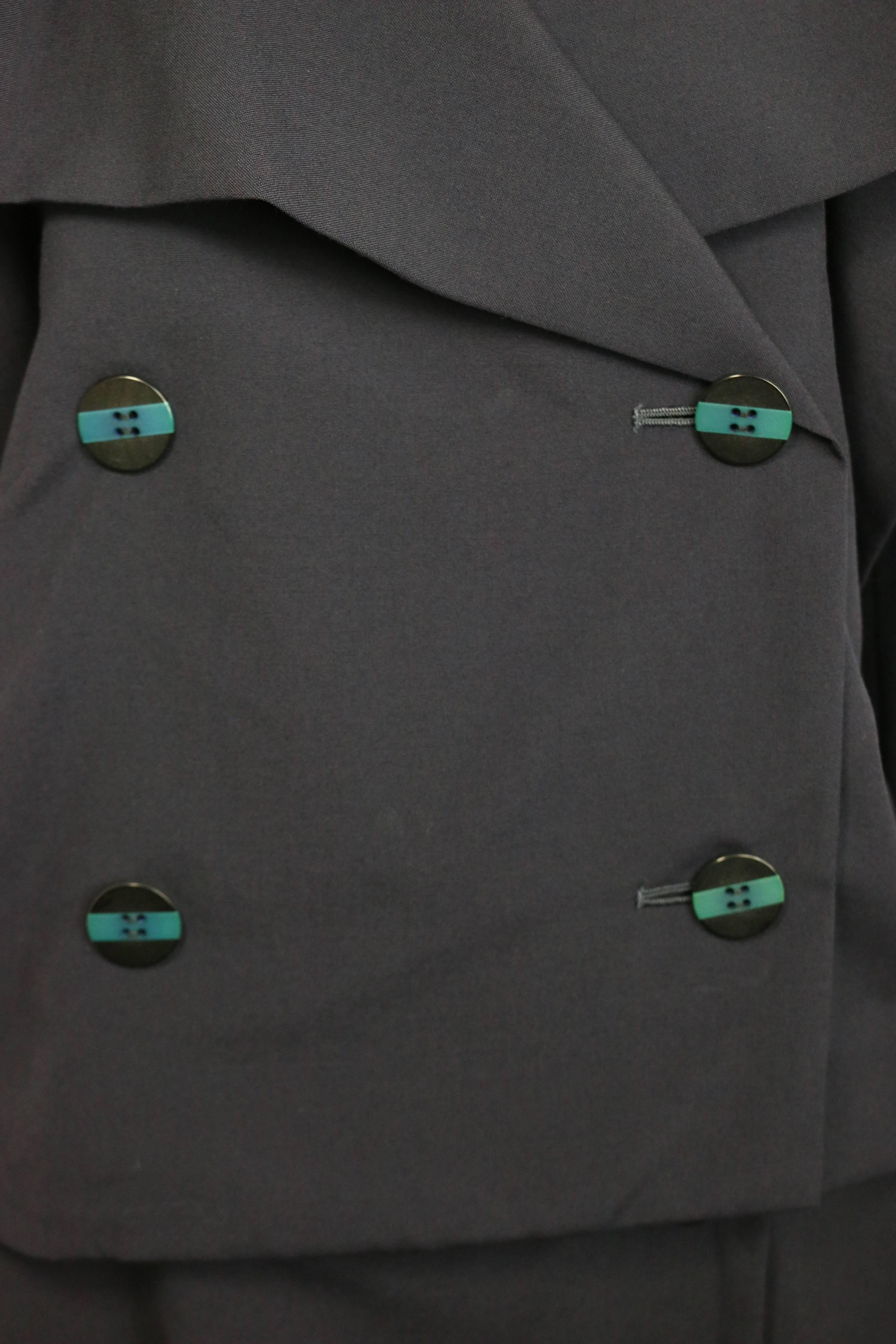 Issey Miyake Navy Blue Double Breasted Jacket and Skirt Ensemble In Excellent Condition In Sheung Wan, HK