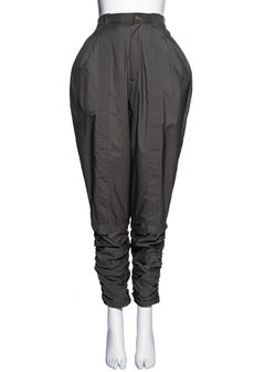 Issey Miyake olive nylon high-waisted parachute pants, fw 1982