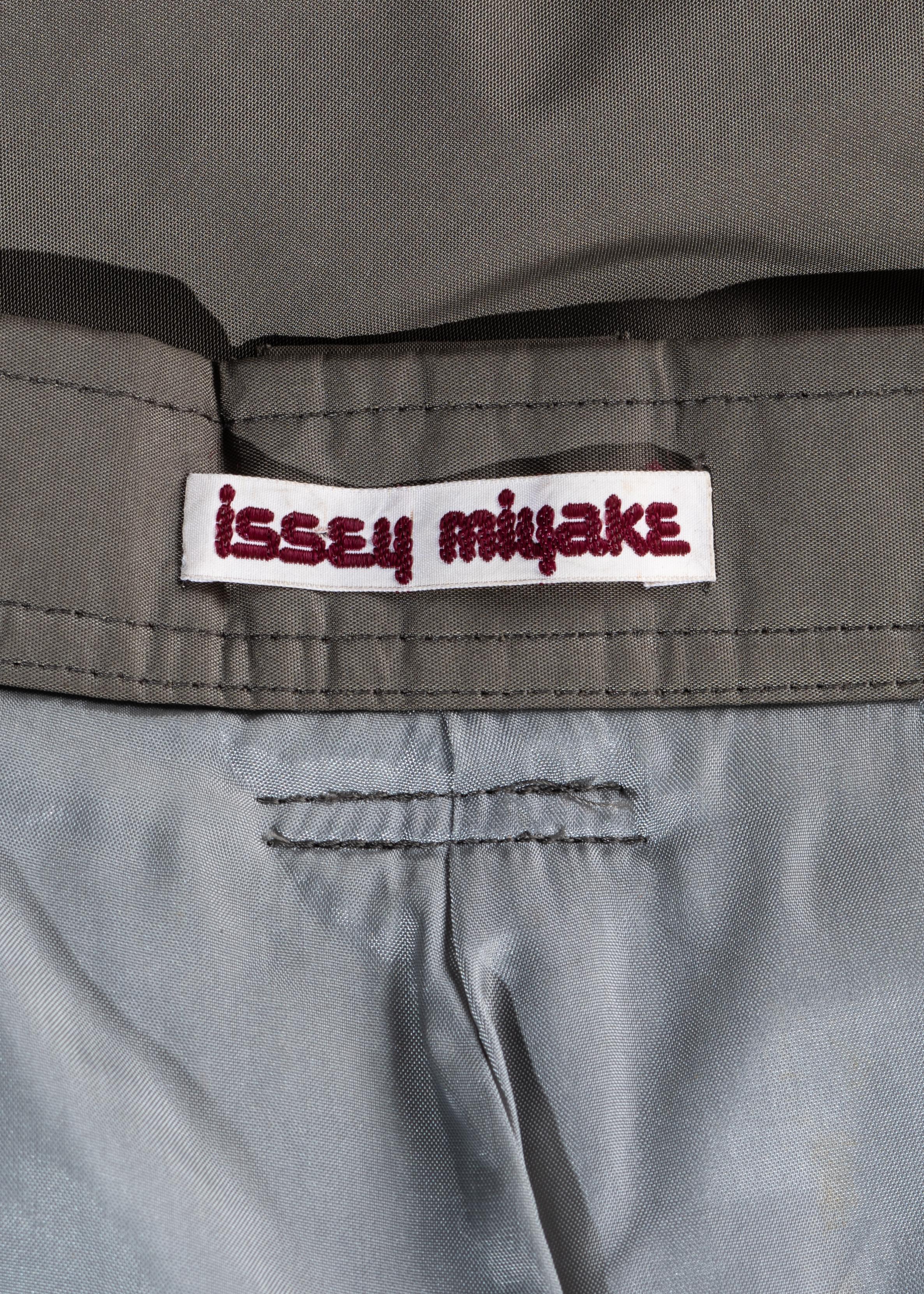 Women's Issey Miyake olive nylon high-waisted parachute pants, fw 1982