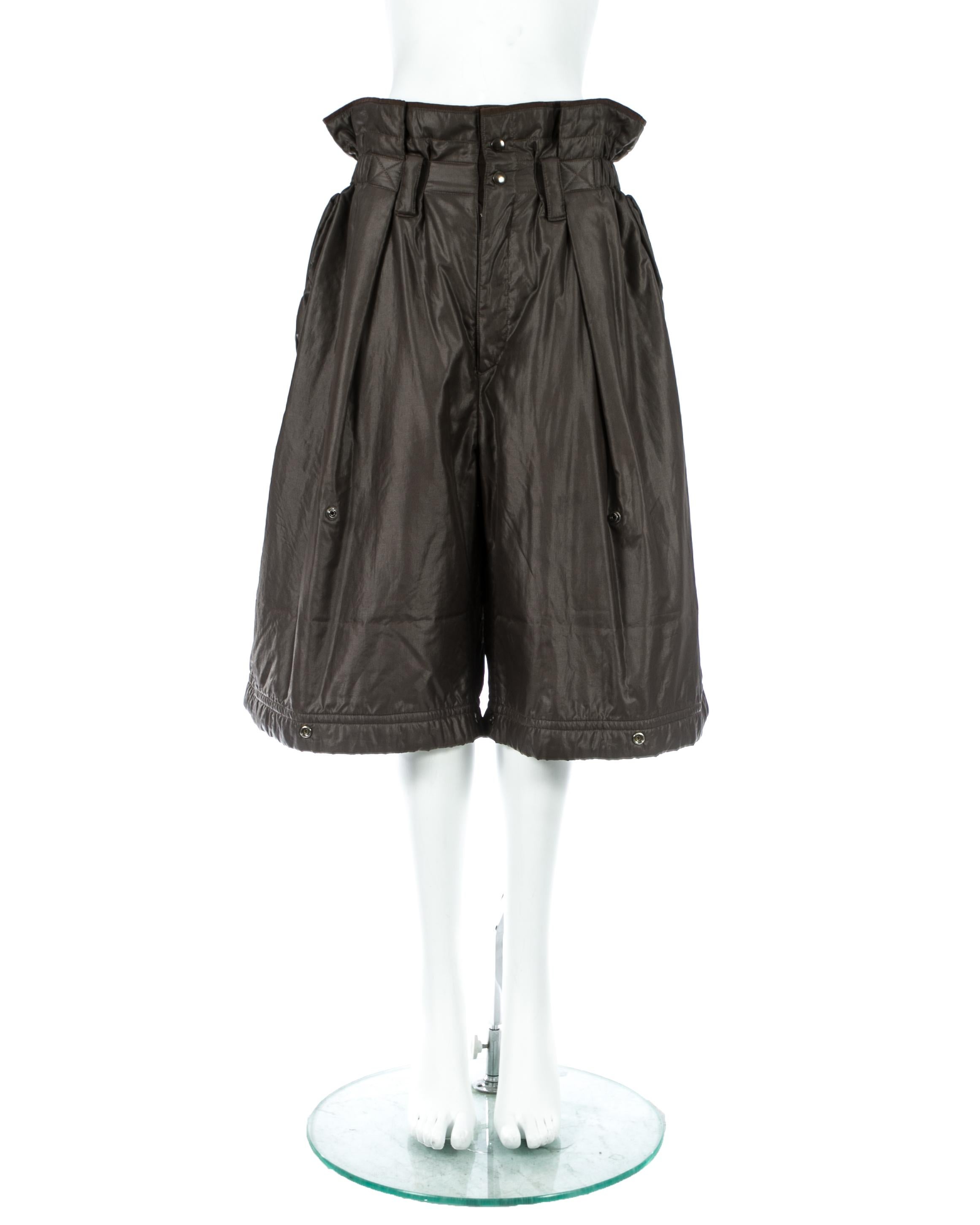 Issey Miyake olive nylon parachute shorts, fw 1983 For Sale 2