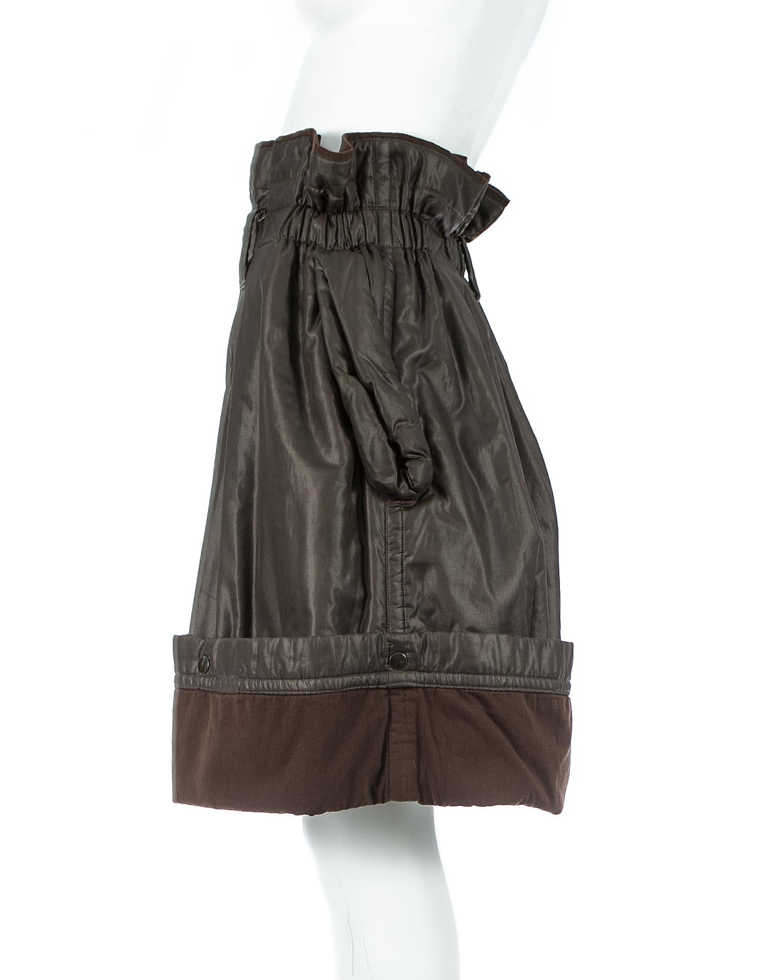 Women's or Men's Issey Miyake olive nylon parachute shorts, fw 1983 For Sale