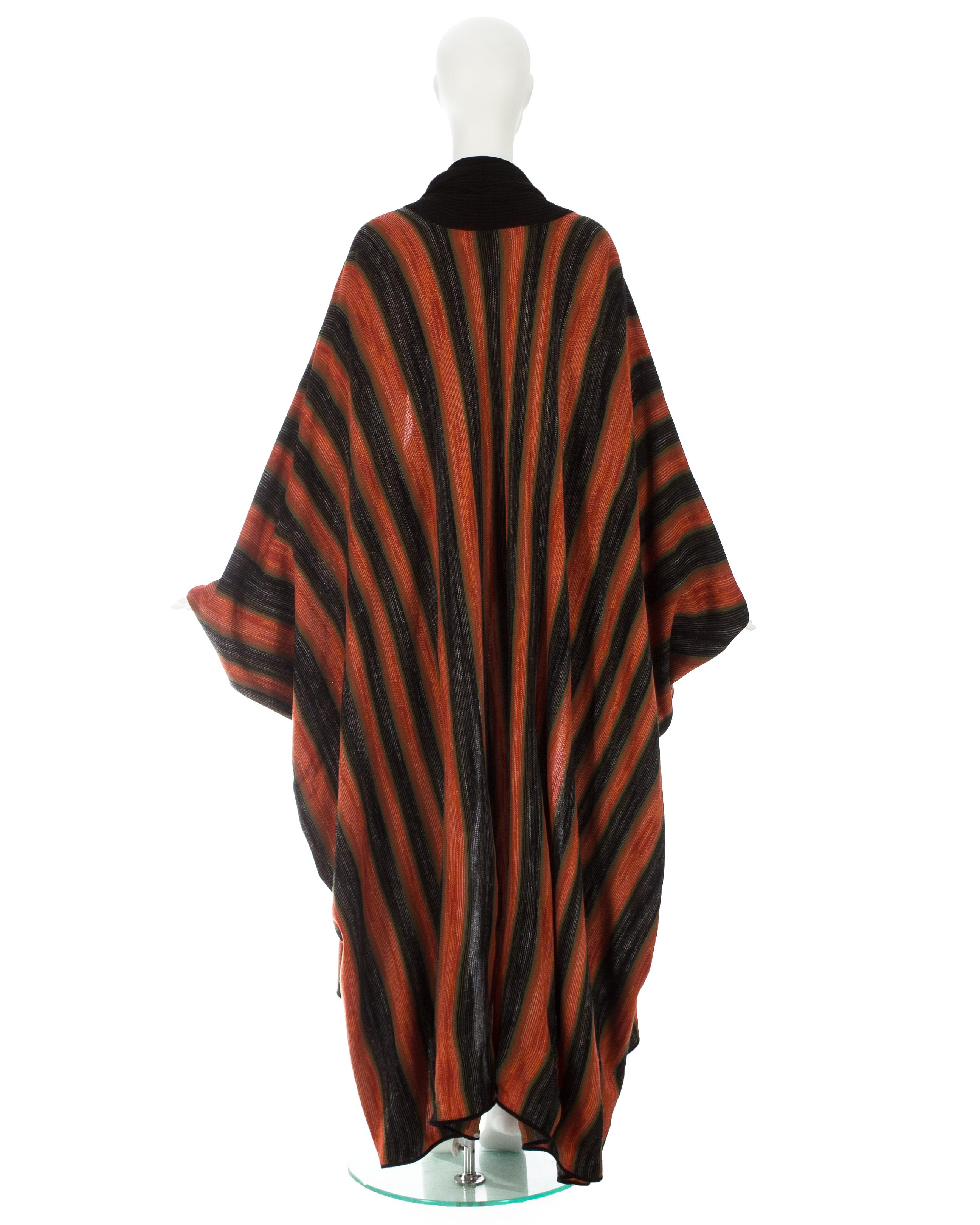 Issey Miyake orange acetate knit batwing robe, ca. 1976 For Sale 1