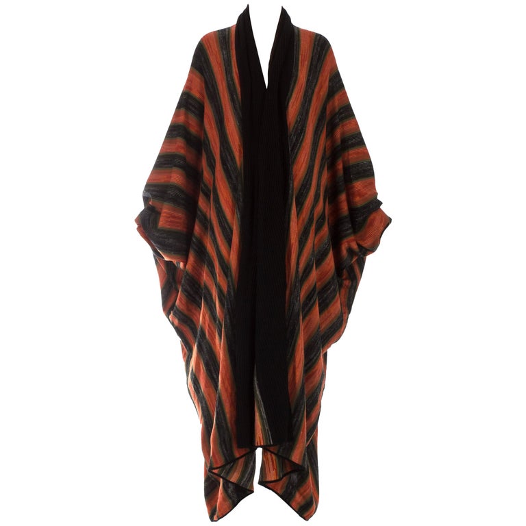 Issey Miyake orange acetate knit batwing robe, ca. 1976 For Sale at ...