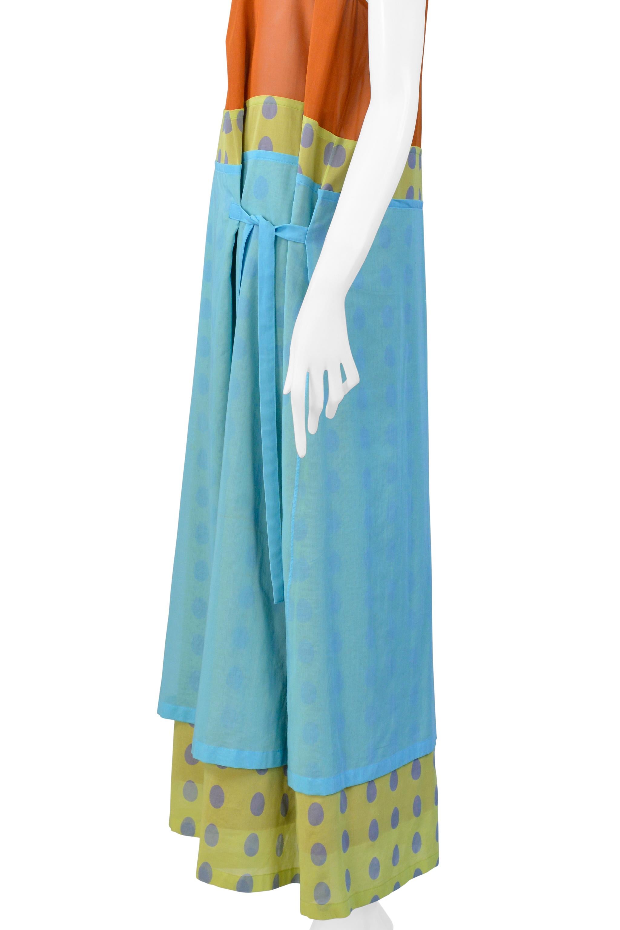 Issey Miyake Vestido de Lunares Naranja y Azul 2001 en Excelente estado para la venta en Los Angeles, CA