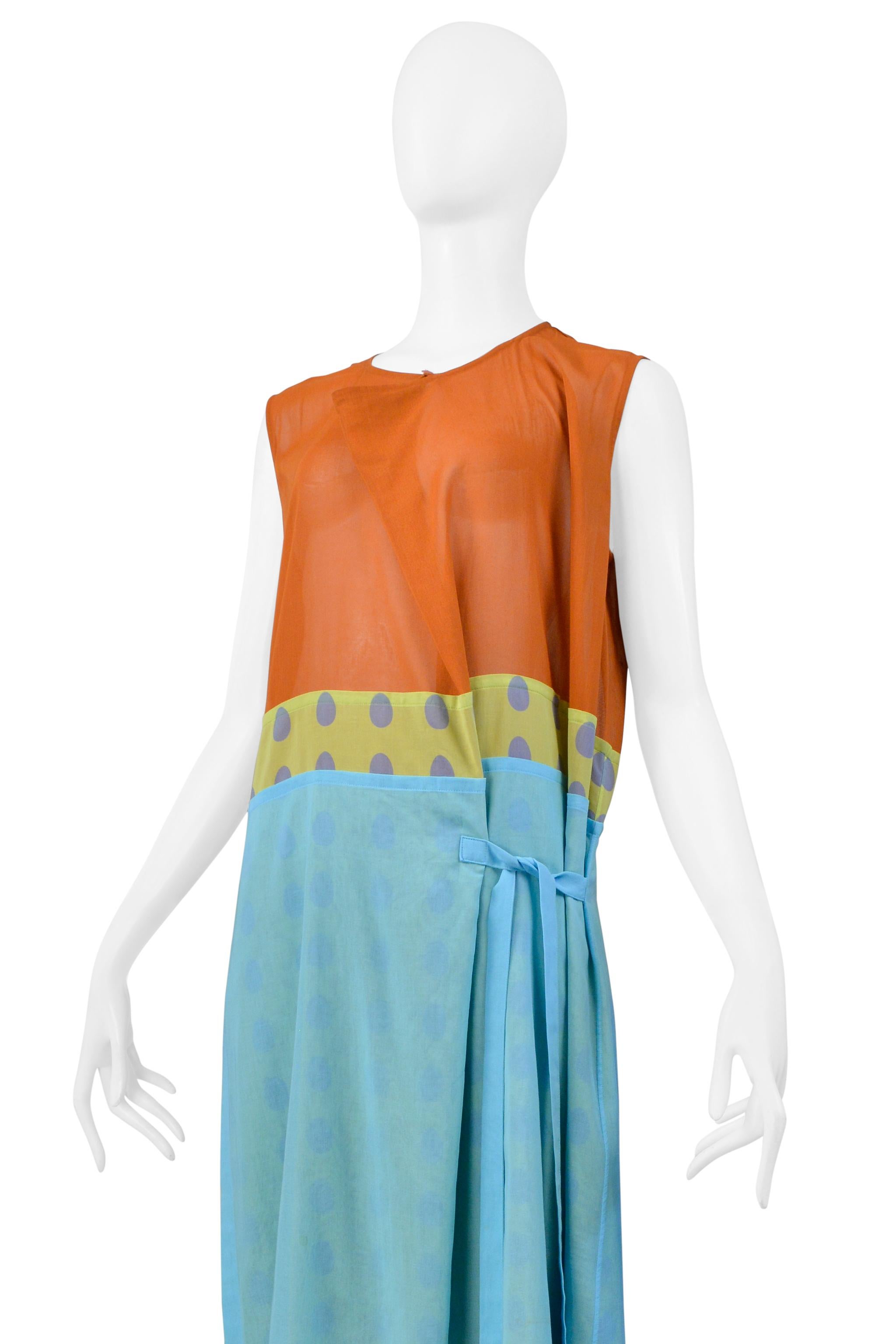 Issey Miyake Vestido de Lunares Naranja y Azul 2001 en venta 1