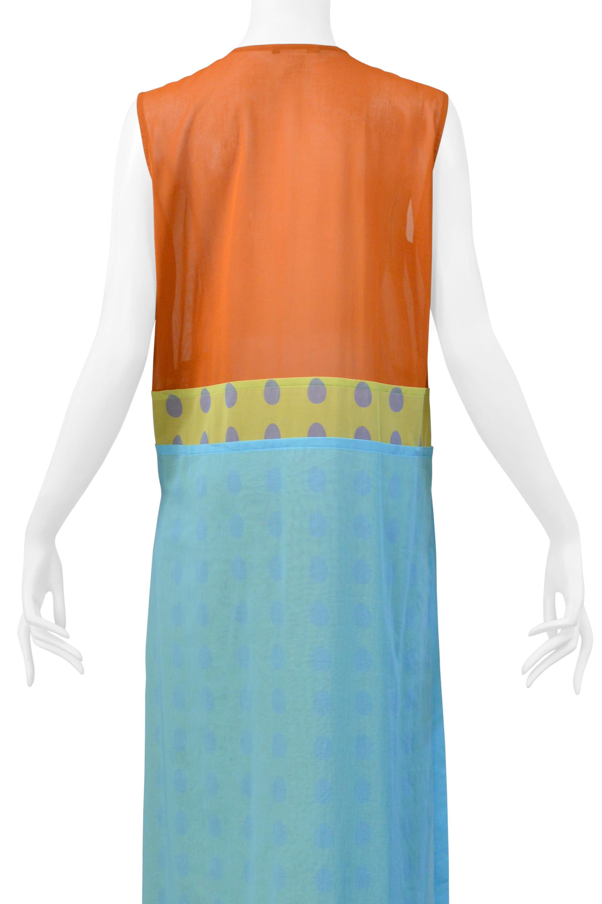 Issey Miyake Vestido de Lunares Naranja y Azul 2001 en venta 2