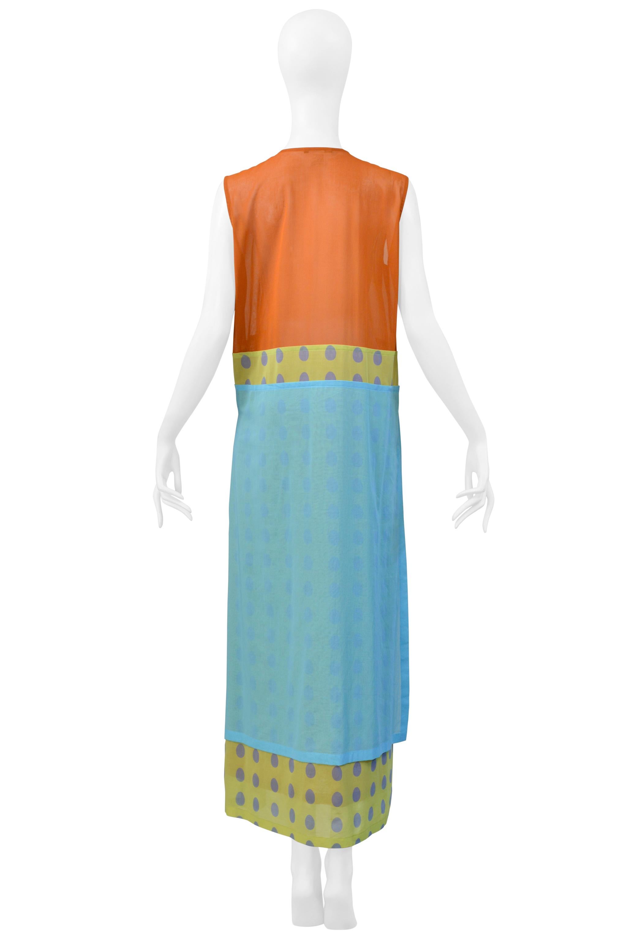 Issey Miyake Vestido de Lunares Naranja y Azul 2001 en venta 3