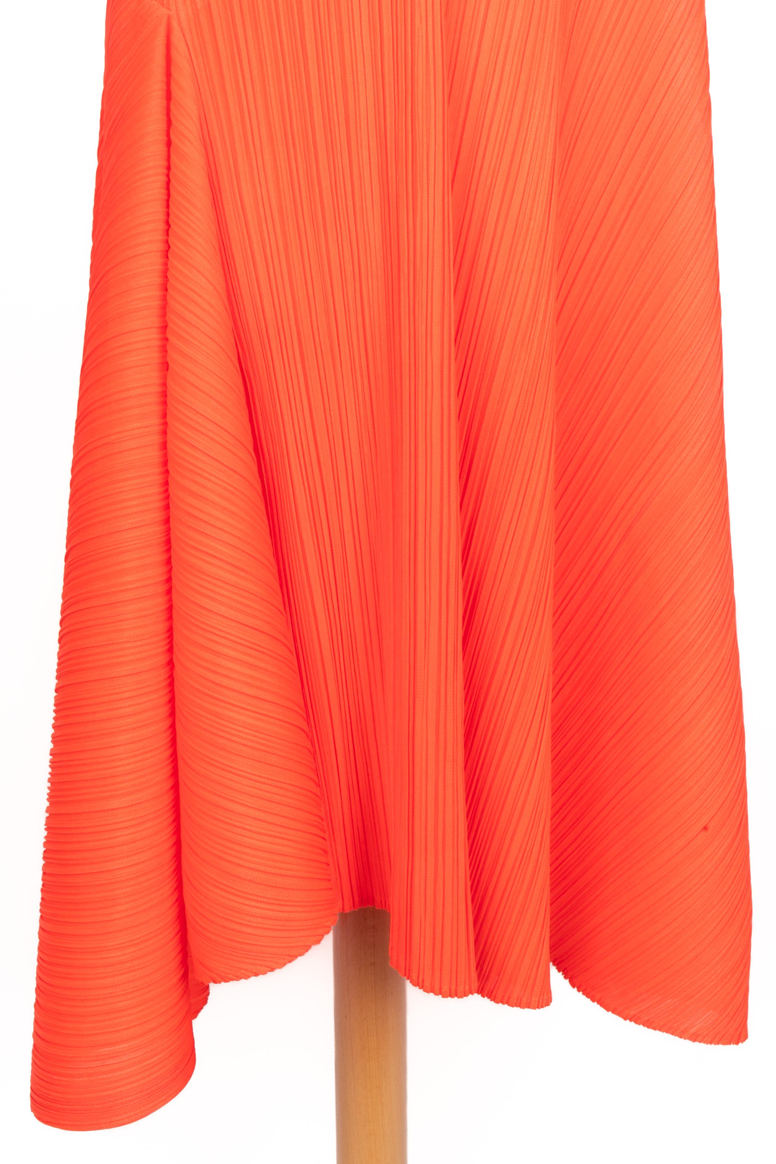 Issey Miyake robe orange Pleats Please en vente 2
