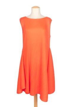 Issey Miyake orange dress Pleats Please