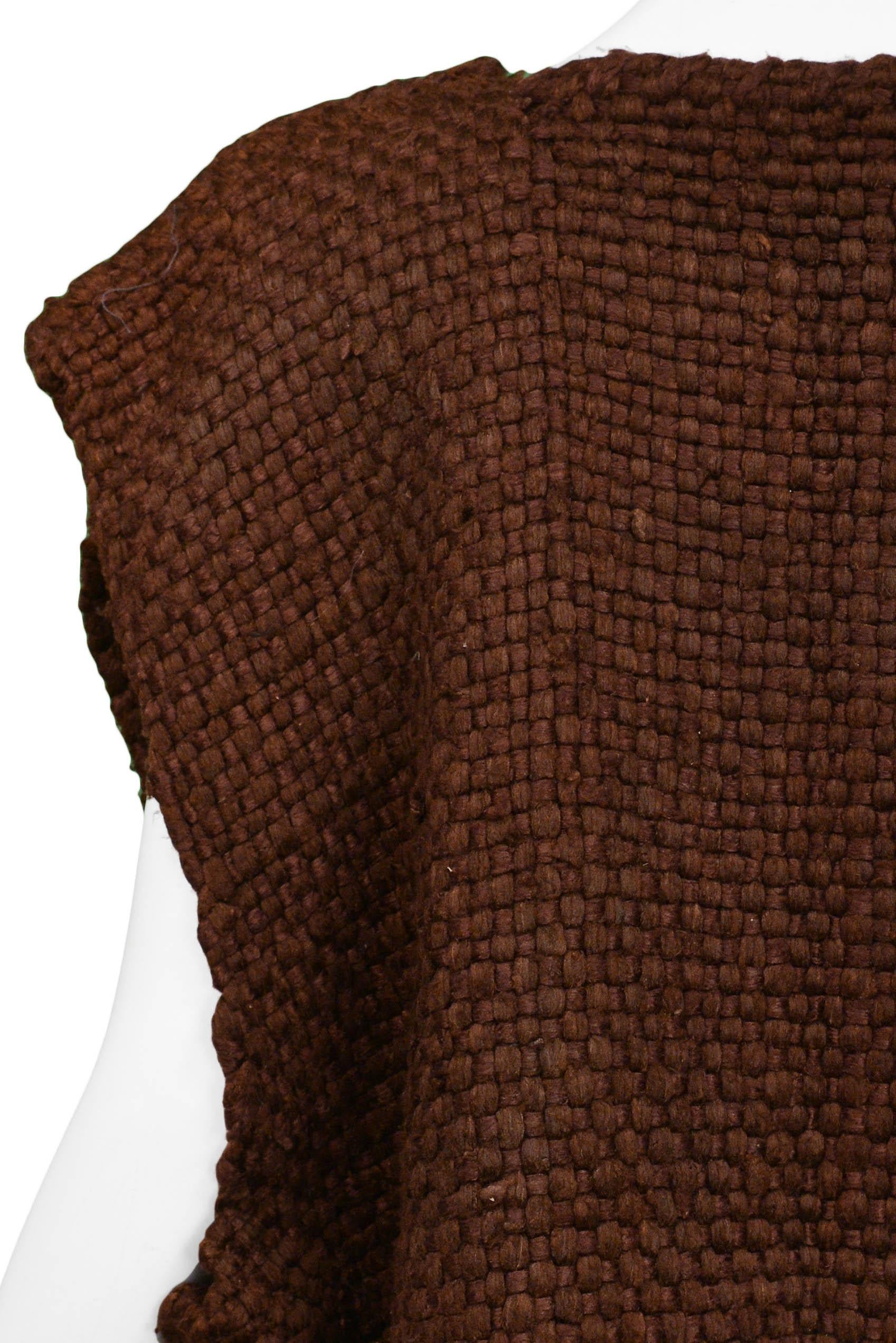 Issey Miyake Oversized Brown Woven Vest In Excellent Condition For Sale In Los Angeles, CA