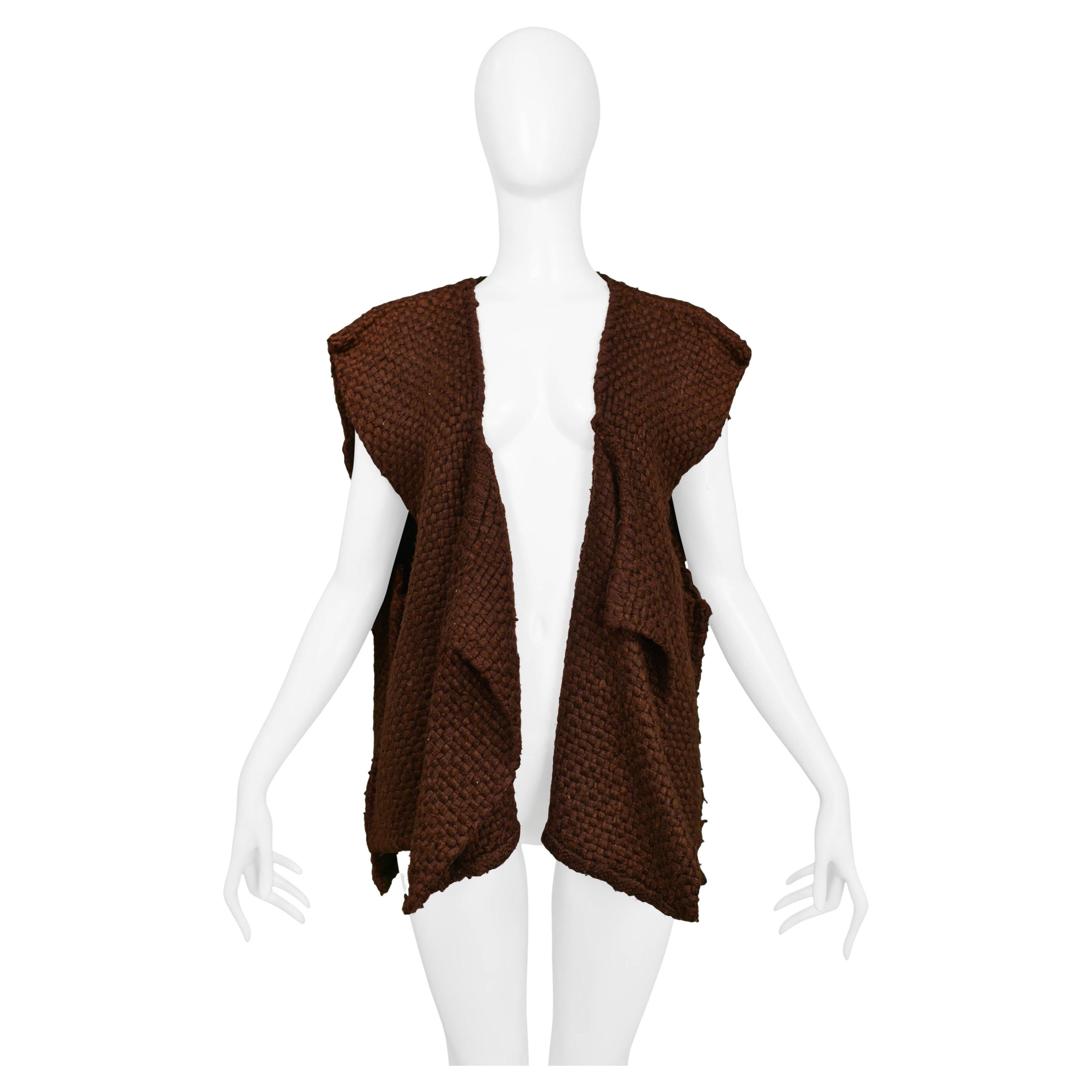 Issey Miyake Oversized Brown Woven Vest