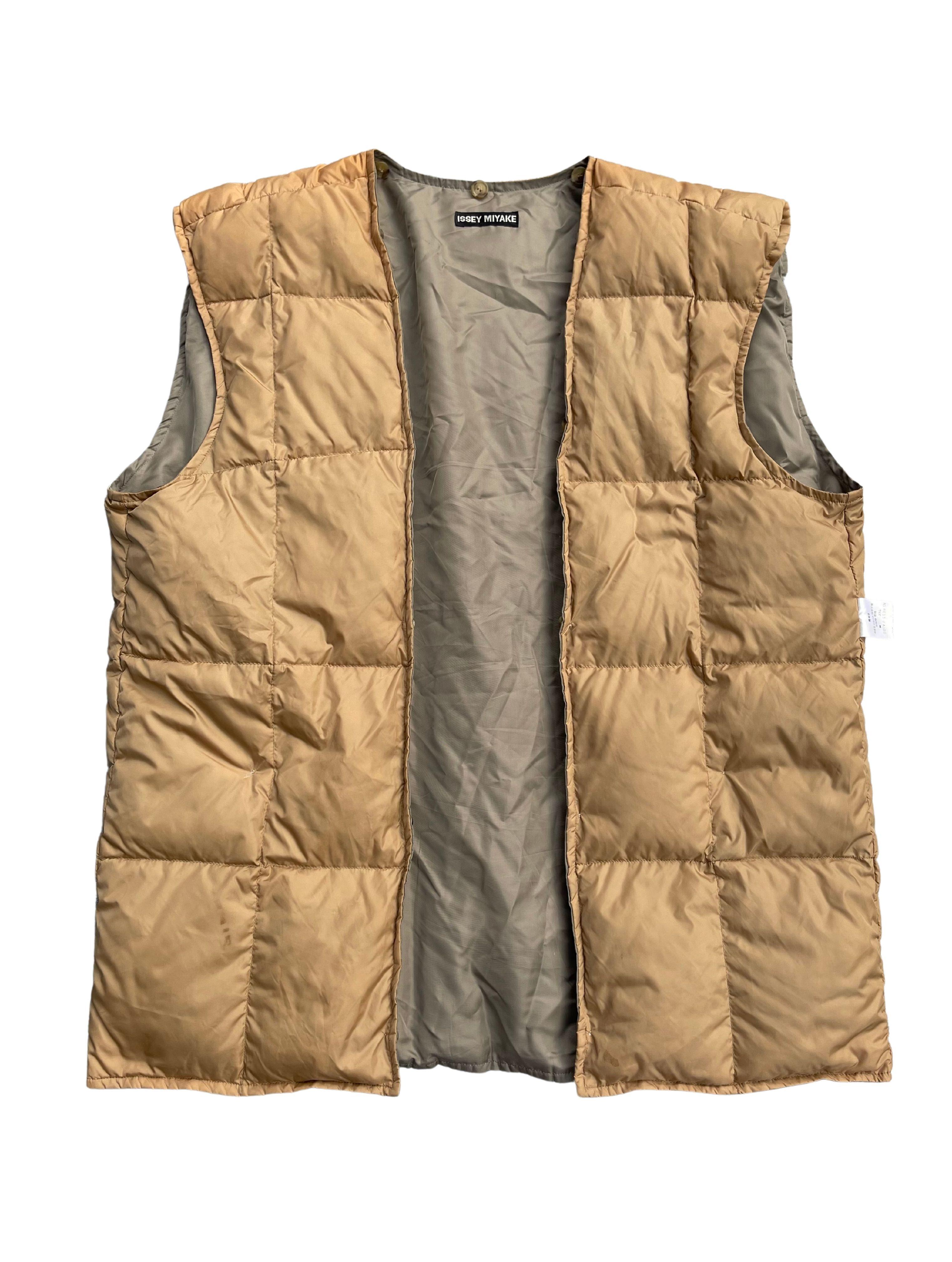 Brown Issey Miyake Oversized Linen Puffer Vest, Autumn Winter 1991