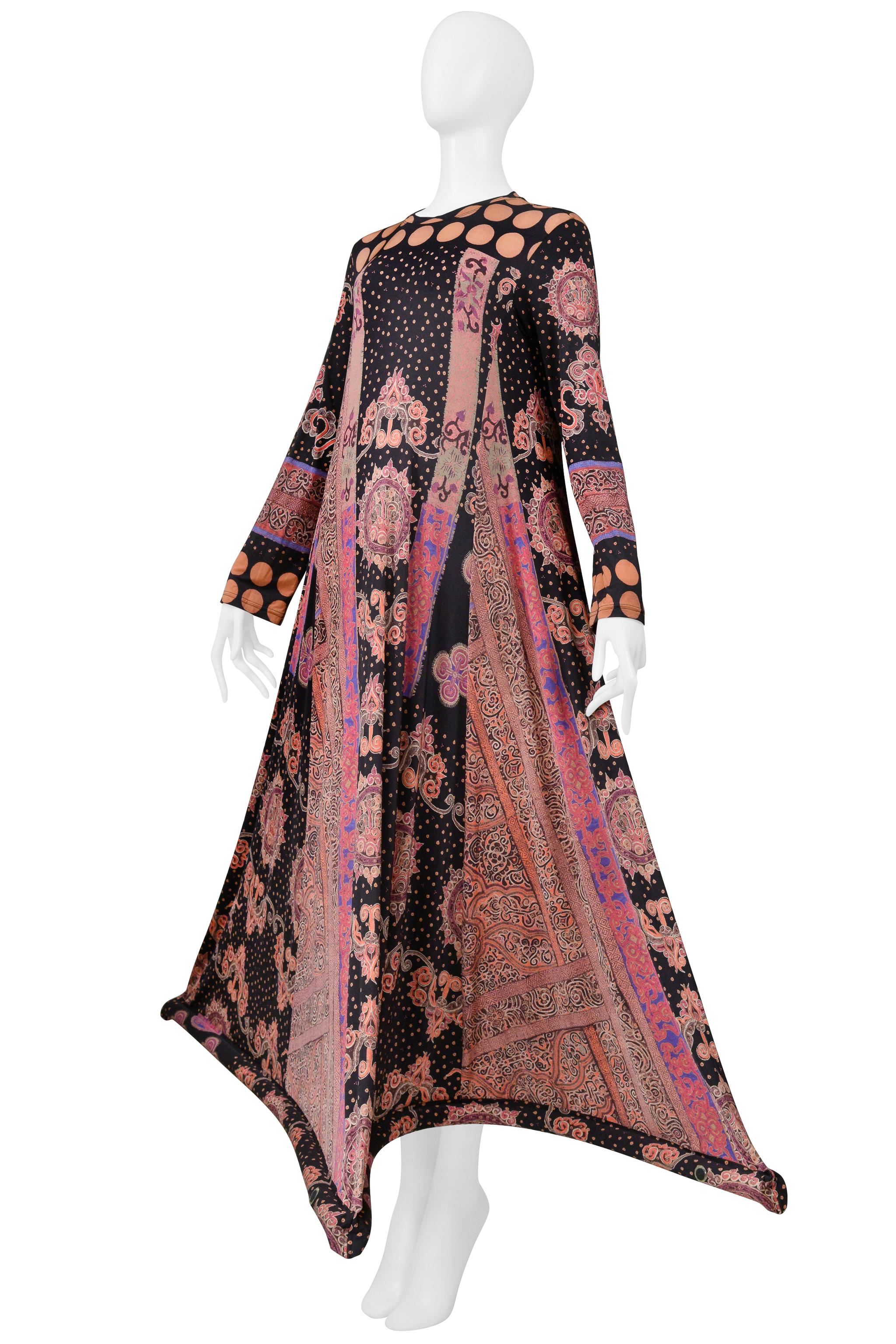 Marrone Issey Miyake Paisley Print Dress With Inflatable Hem 2001 in vendita